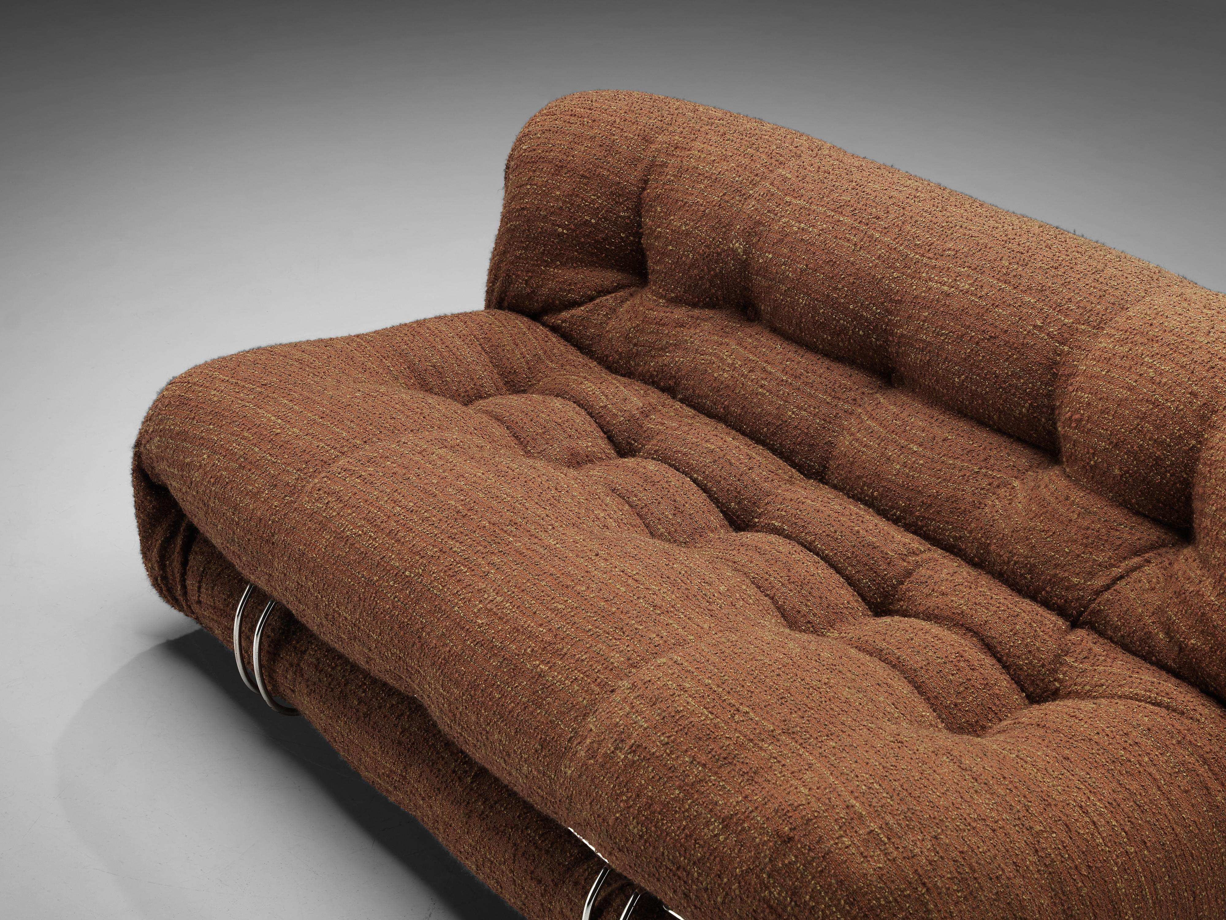 Mid-20th Century Afra & Tobia Scarpa 'Soriana' Sofa in Textured Brown Fabric