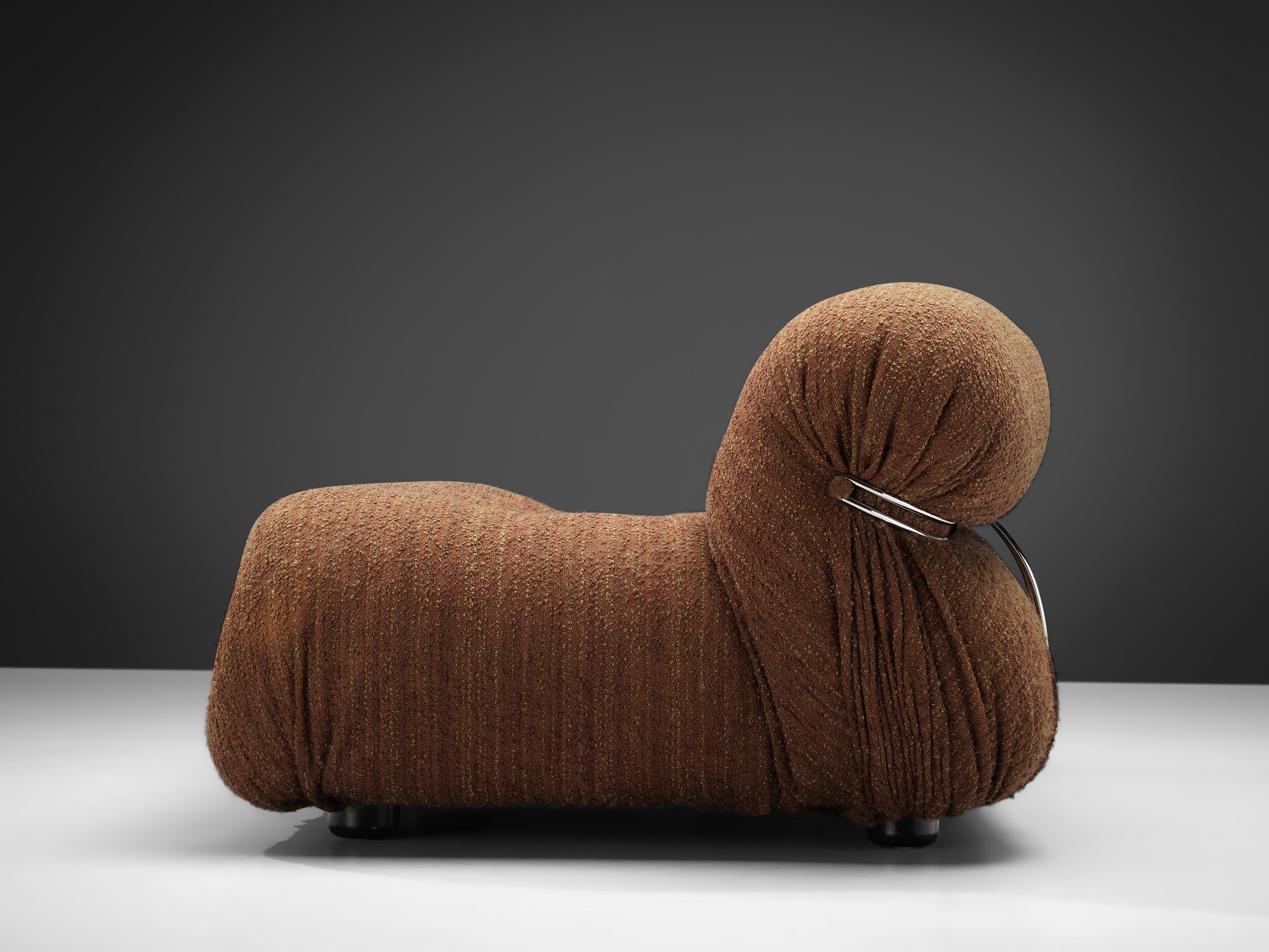 Metal Afra & Tobia Scarpa 'Soriana' Sofa in Textured Brown Fabric