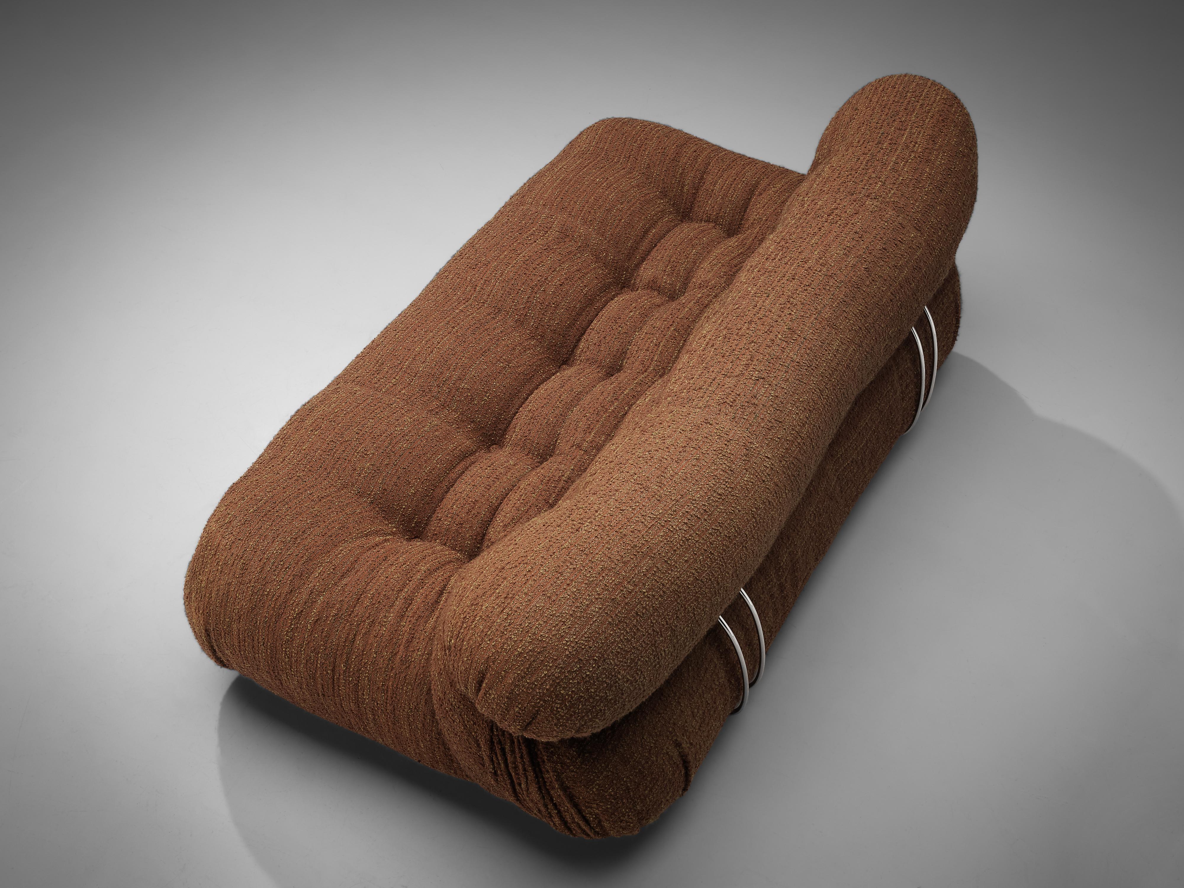 Afra & Tobia Scarpa 'Soriana' Sofa in Textured Brown Fabric 1