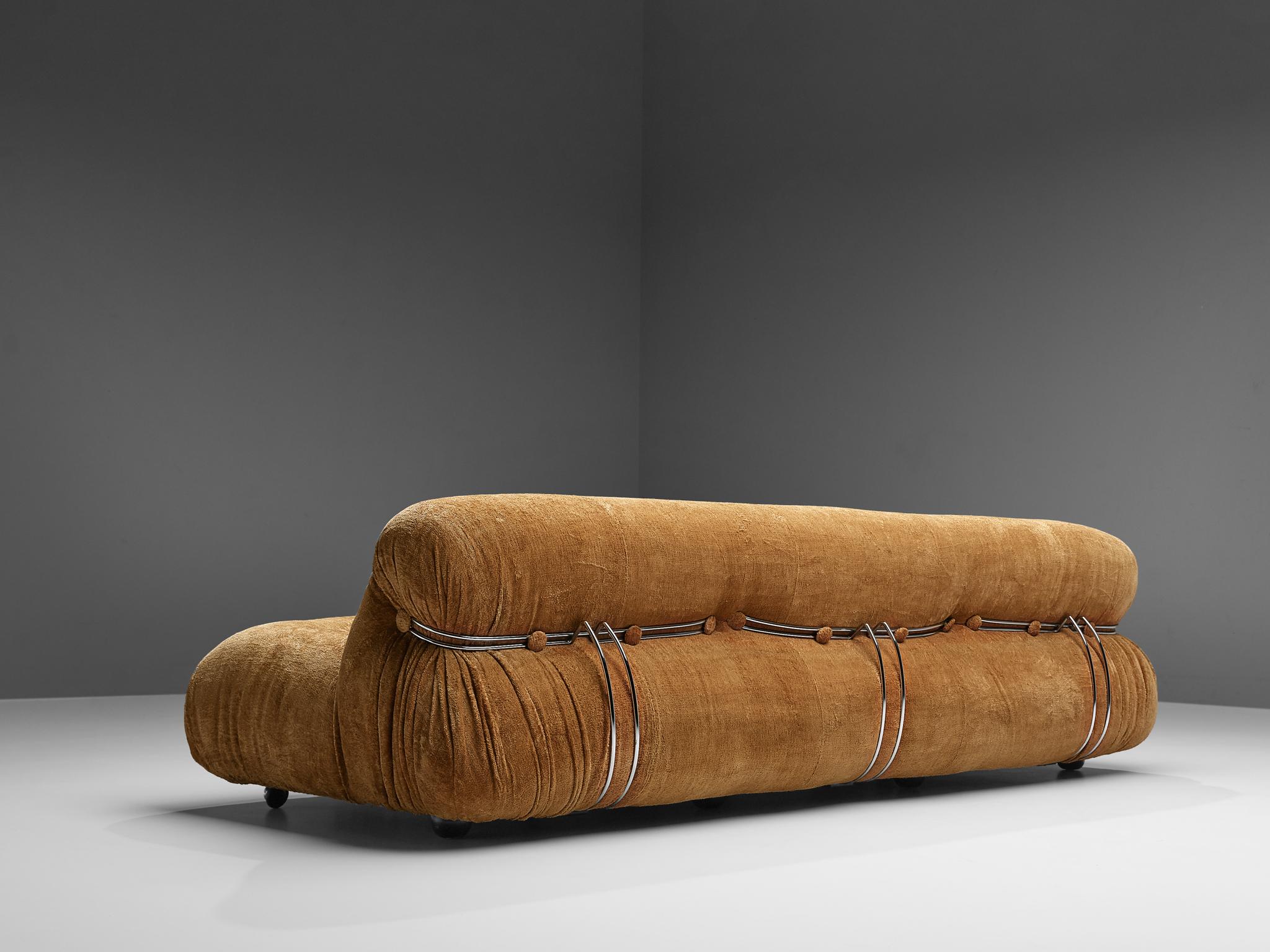 Afra & Tobia Scarpa 'Soriana' Sofa in Velour Upholstery 4