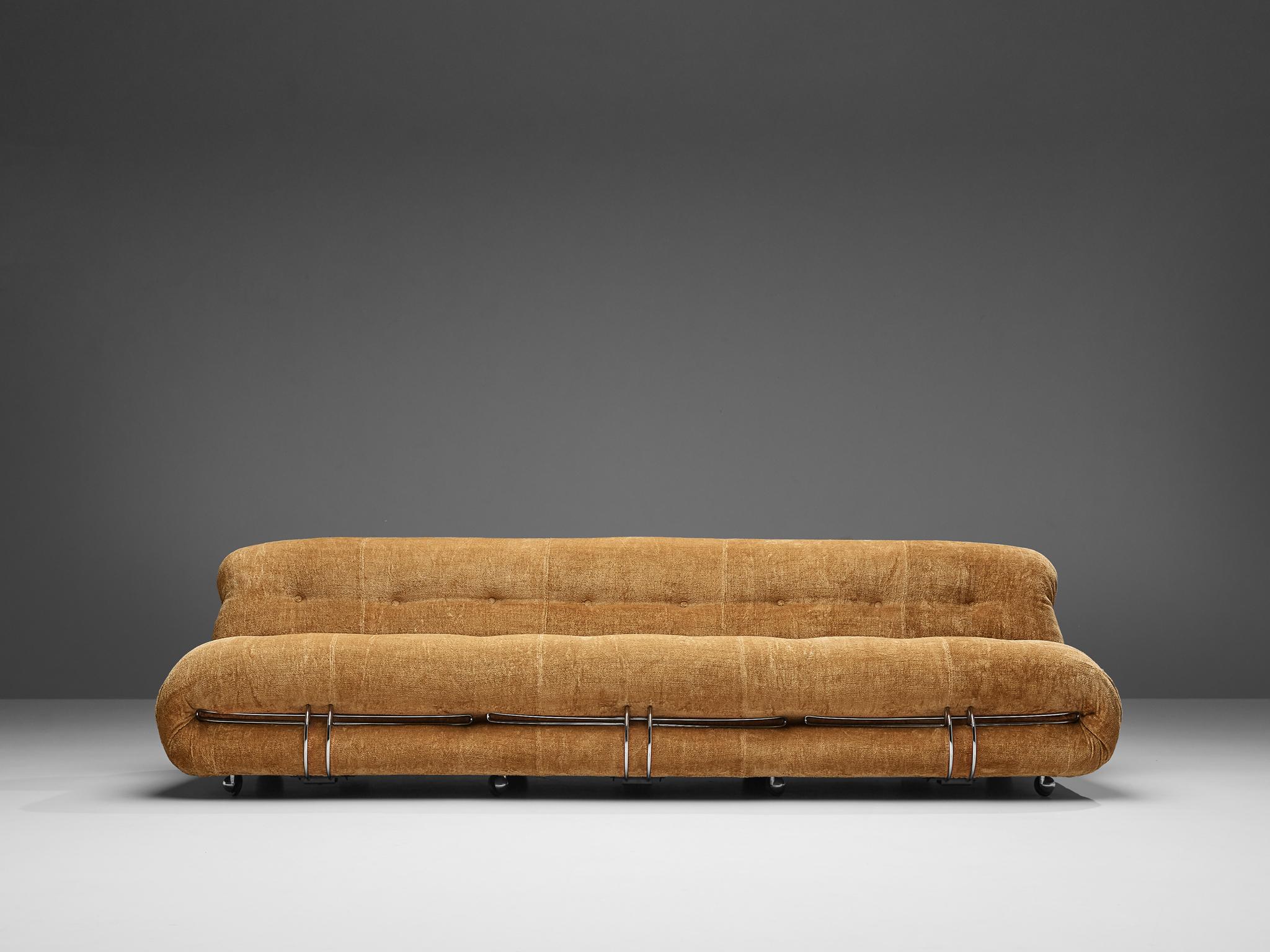 Afra & Tobia Scarpa for Cassina, 'Soriana' sofa, velour and metal, Italy, 1969. 

Iconic sofa by Italian designer couple Afra & Tobia Scarpa, the Soriana proposes a model that institutionalizes the image of the informal sitting where everything has