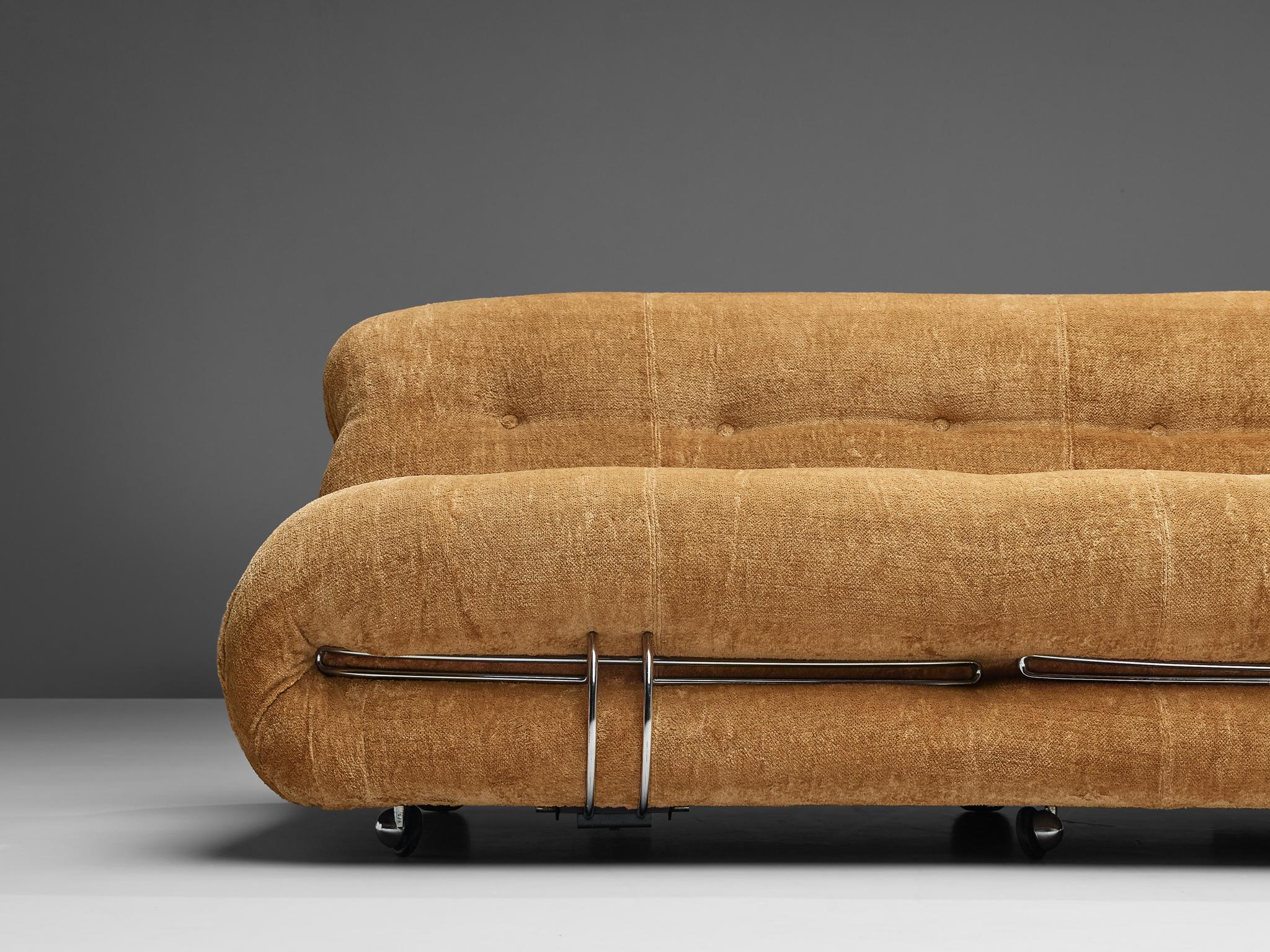 Mid-Century Modern Afra & Tobia Scarpa 'Soriana' Sofa in Velour Upholstery