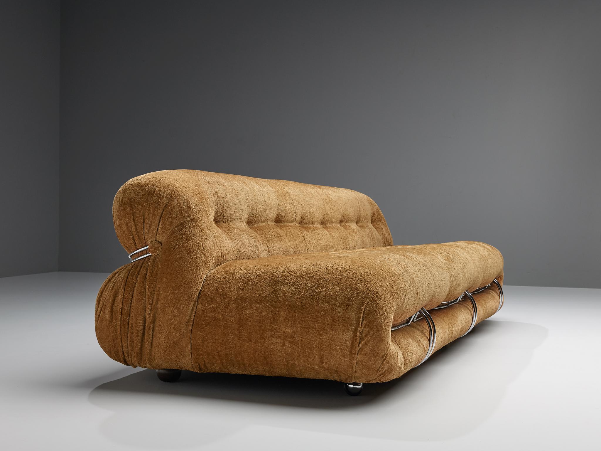 Mid-20th Century Afra & Tobia Scarpa 'Soriana' Sofa in Velour Upholstery