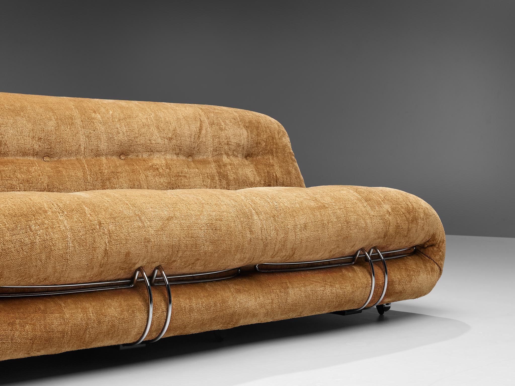 Fabric Afra & Tobia Scarpa 'Soriana' Sofa in Velour Upholstery
