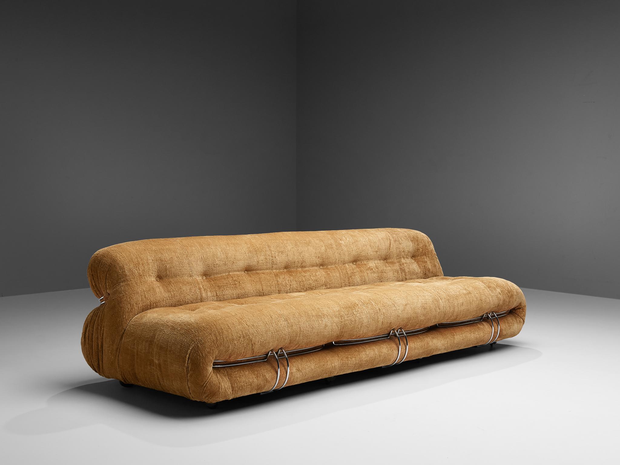 Afra & Tobia Scarpa 'Soriana' Sofa in Velour Upholstery 1