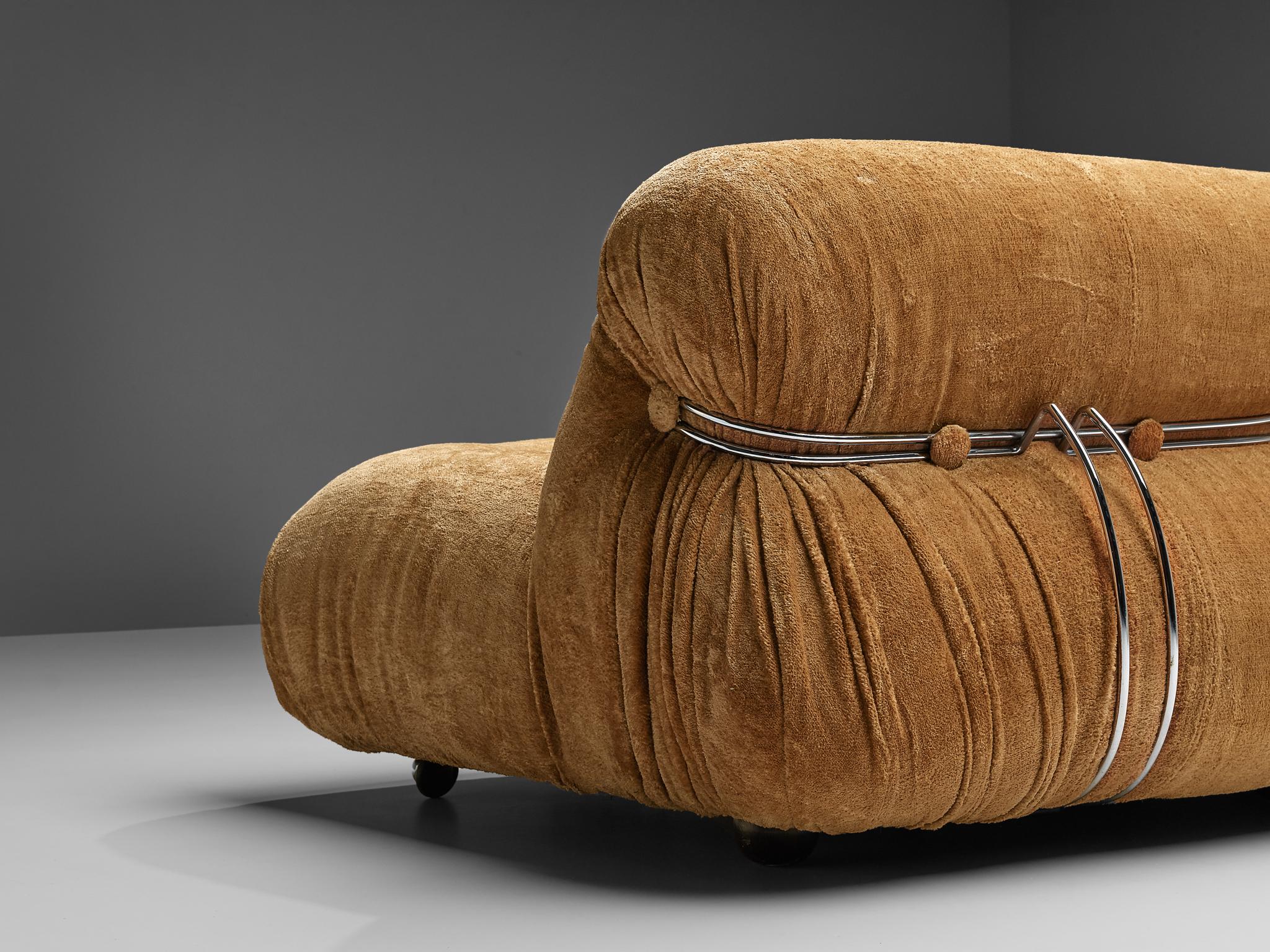Afra & Tobia Scarpa 'Soriana' Sofa in Velour Upholstery 2