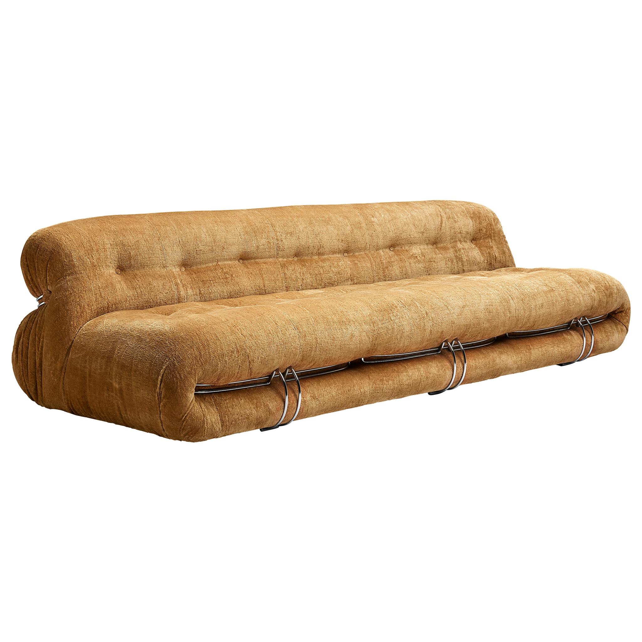 Afra & Tobia Scarpa 'Soriana' Sofa in Velour Upholstery