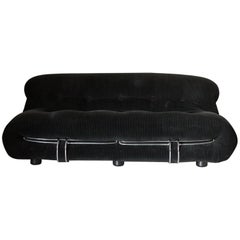 Afra 
Tobia Scarpa 
Soriana
 Sofa Upholstered in Original Black Velvet