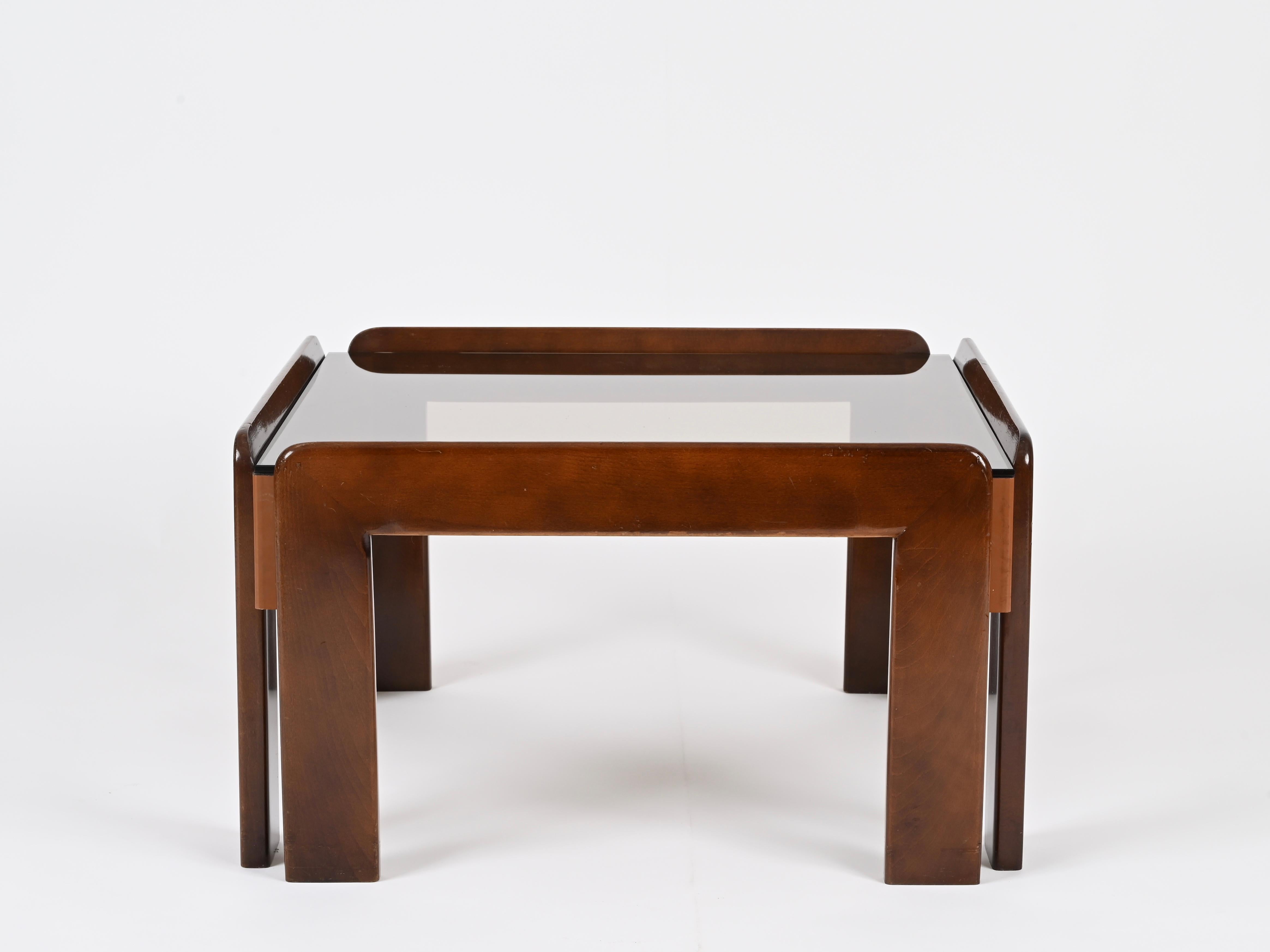 Afra & Tobia Scarpa Square Coffee Table with Bronzed Glass, Italy 1960s For Sale 4
