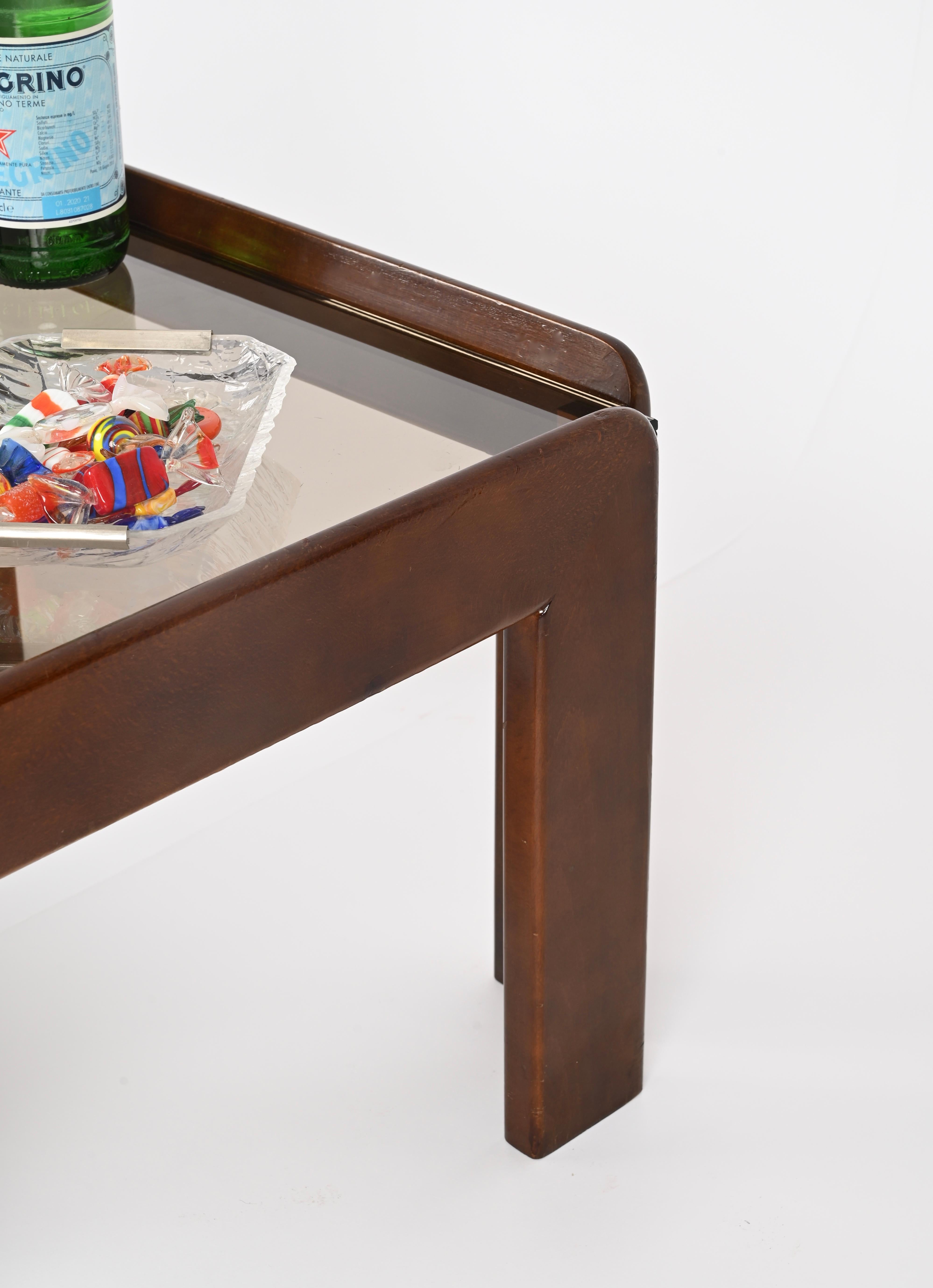 Afra & Tobia Scarpa Square Coffee Table with Bronzed Glass, Italy 1960s For Sale 8