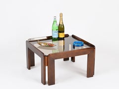 Afra & Tobia Scarpa Square Coffee Table with Bronzed Glass, Italy 1960s