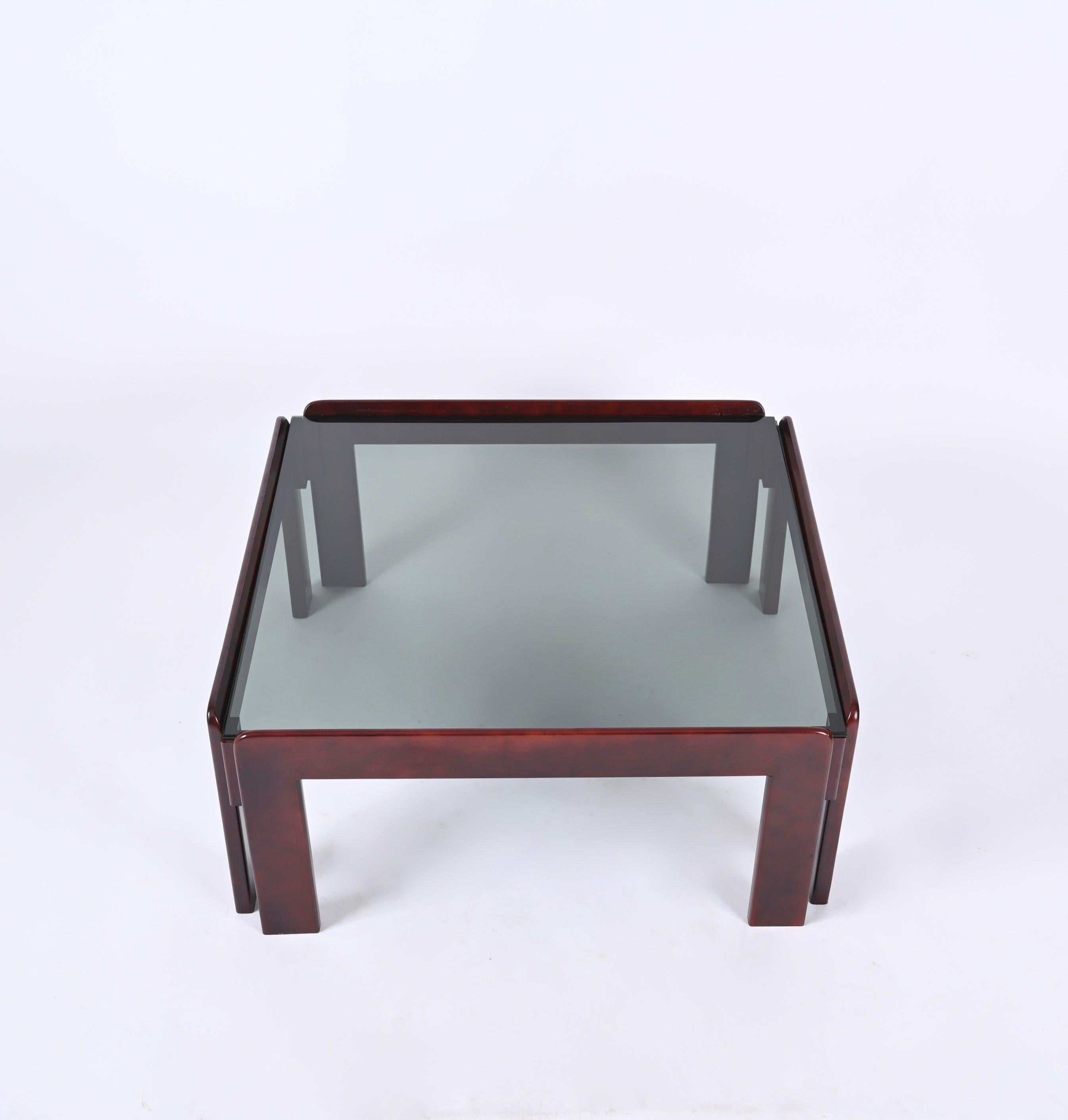 Afra & Tobia Scarpa Square Coffee Table with Smoked Glass, Italy 1960s 11
