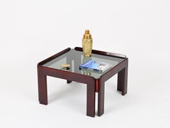 Mesa de centro cuadrada Afra & Tobia Scarpa con cristal ahumado, Italia, años 60