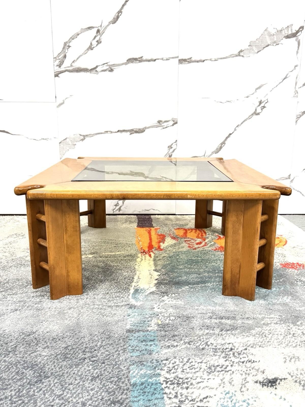 Mid-20th Century Afra & Tobia Scarpa Style Tavolo da salotto legno anni '60 design modernariato For Sale