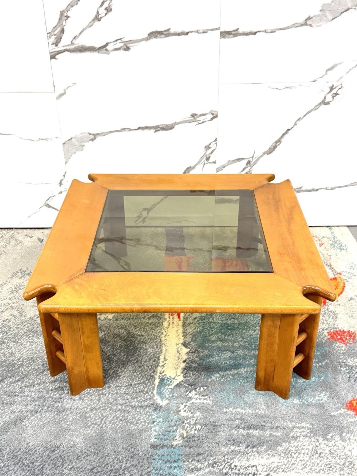 Afra & Tobia Scarpa Style Tavolo da salotto legno anni '60 design modernariato For Sale 3