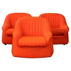 Afra & Tobia Scarpa three "Ciprea" model armchairs produced by Cassina 1960