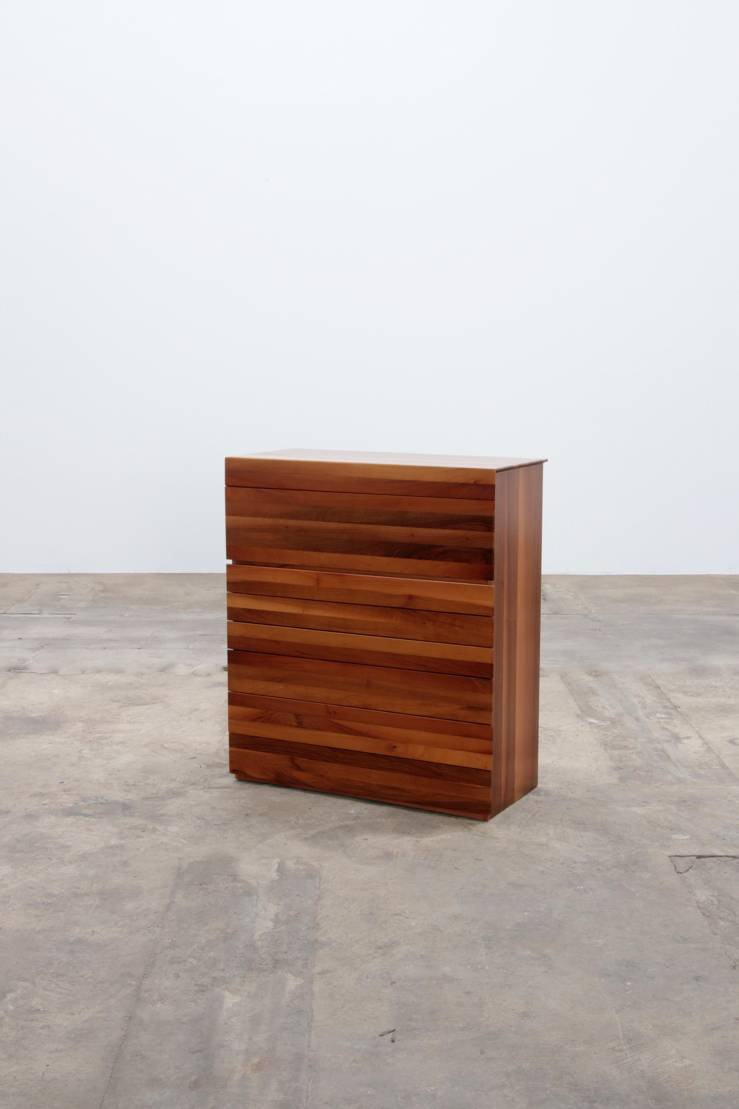 Afra and Tobia Scarpa for Molteni, walnut, wood, Italy, 1970. This well-designed chest of drawers/secretaire has a modern and clean aesthetic based on a solid construction executed in only honest, wooden materials. The designer duo eliminated the