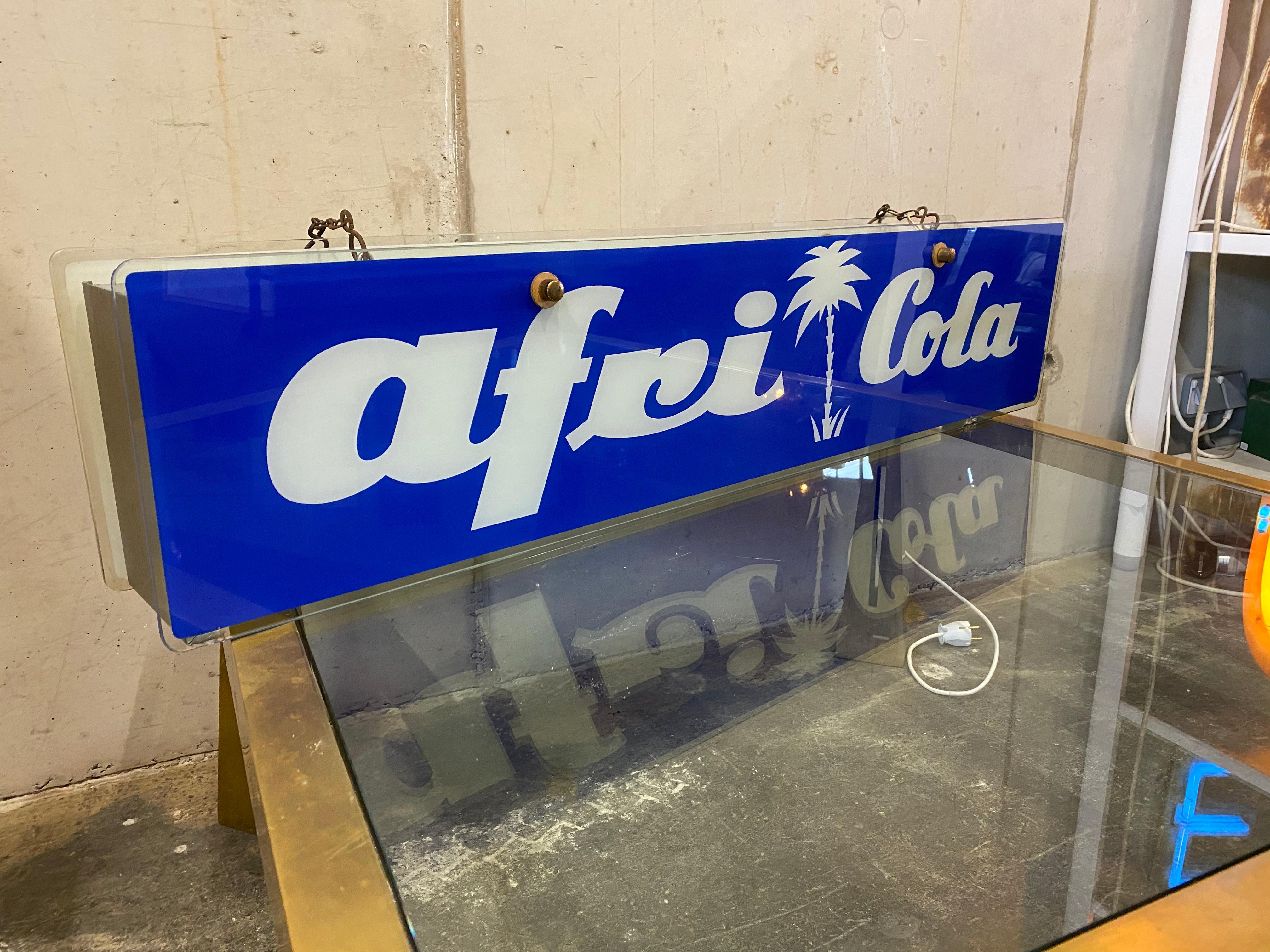 Afri Cola Illuminated Advertising, Glass Ceiling Lamp, 1950s, Sign 3