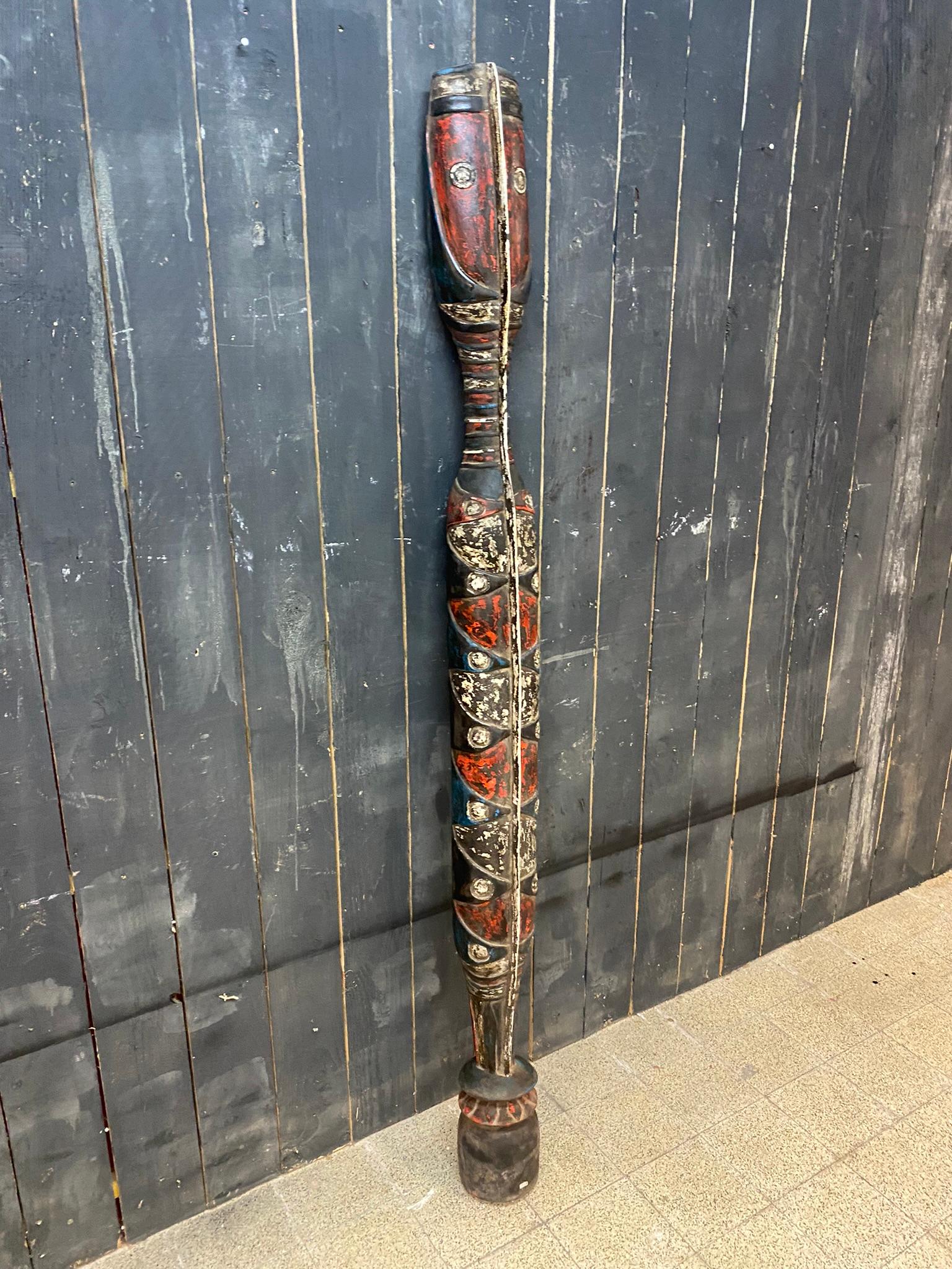 Africa, 2 Decorative Elements in Polychrome Wood, circa 1950 For Sale 7