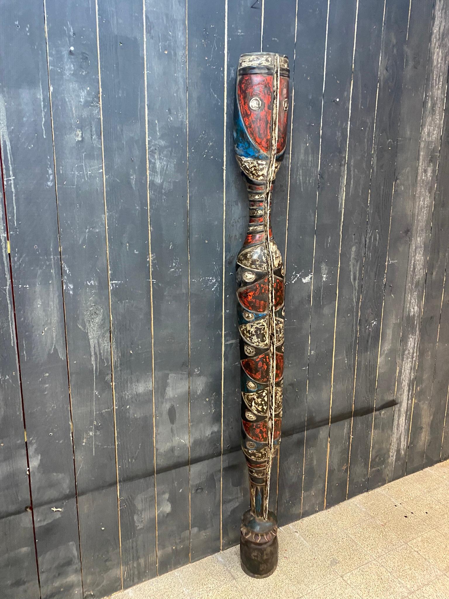 Africa, 2 Decorative Elements in Polychrome Wood, circa 1950 For Sale 1