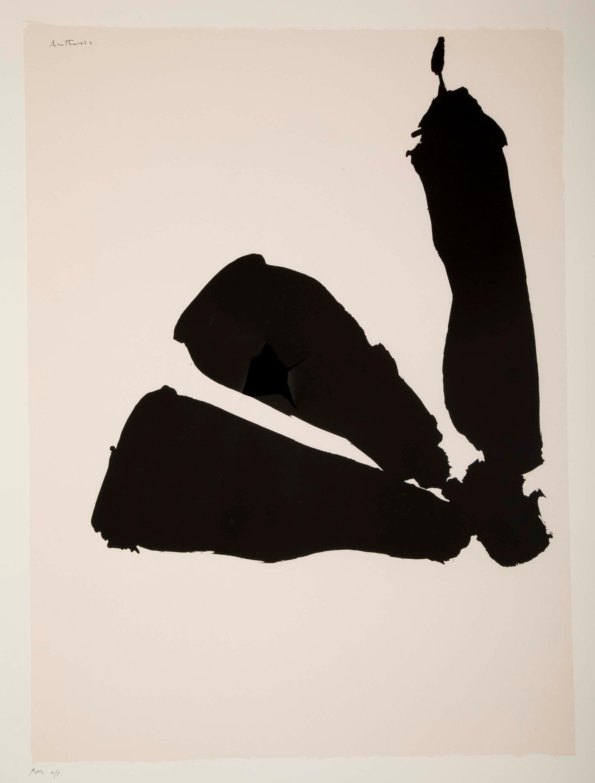 A silkscreen by Robert Motherwell. This silkscreen is from his Africa suite and is number 8 from a portfolio of 150. Signed and labelled 