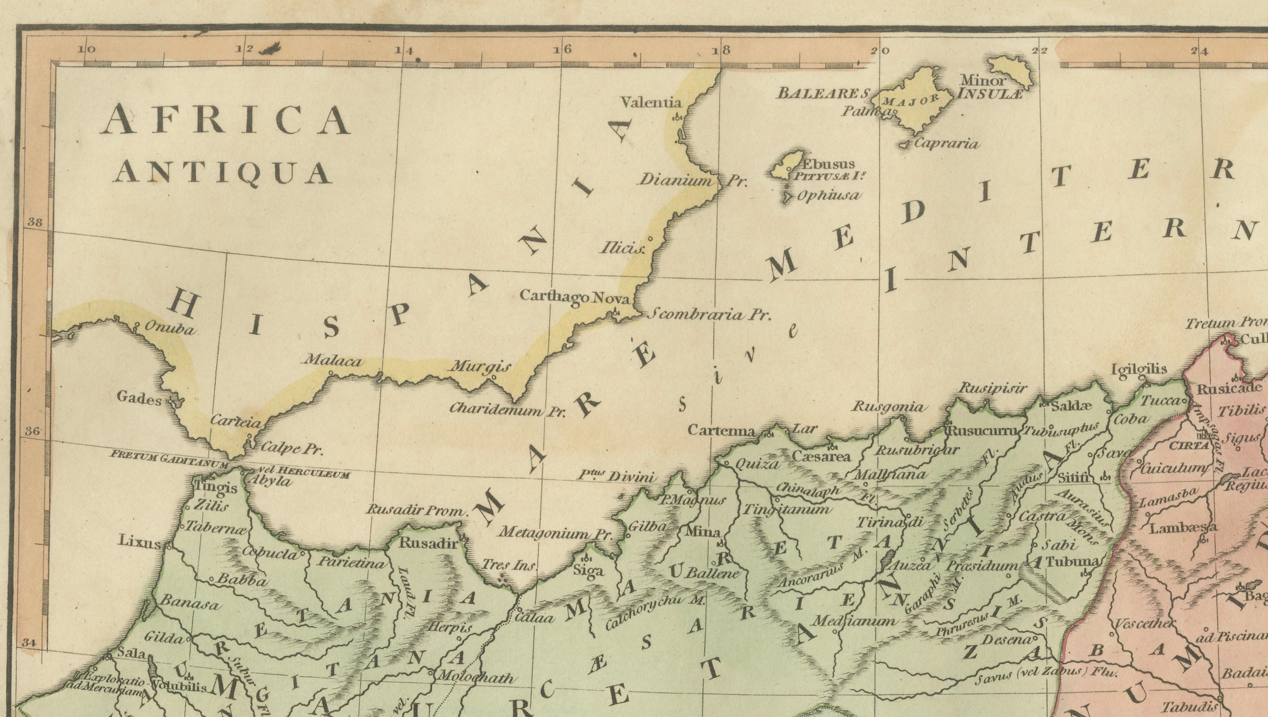 Africa Antiqua Antique Classical Map — Roman North Africa & Carthage, 1817