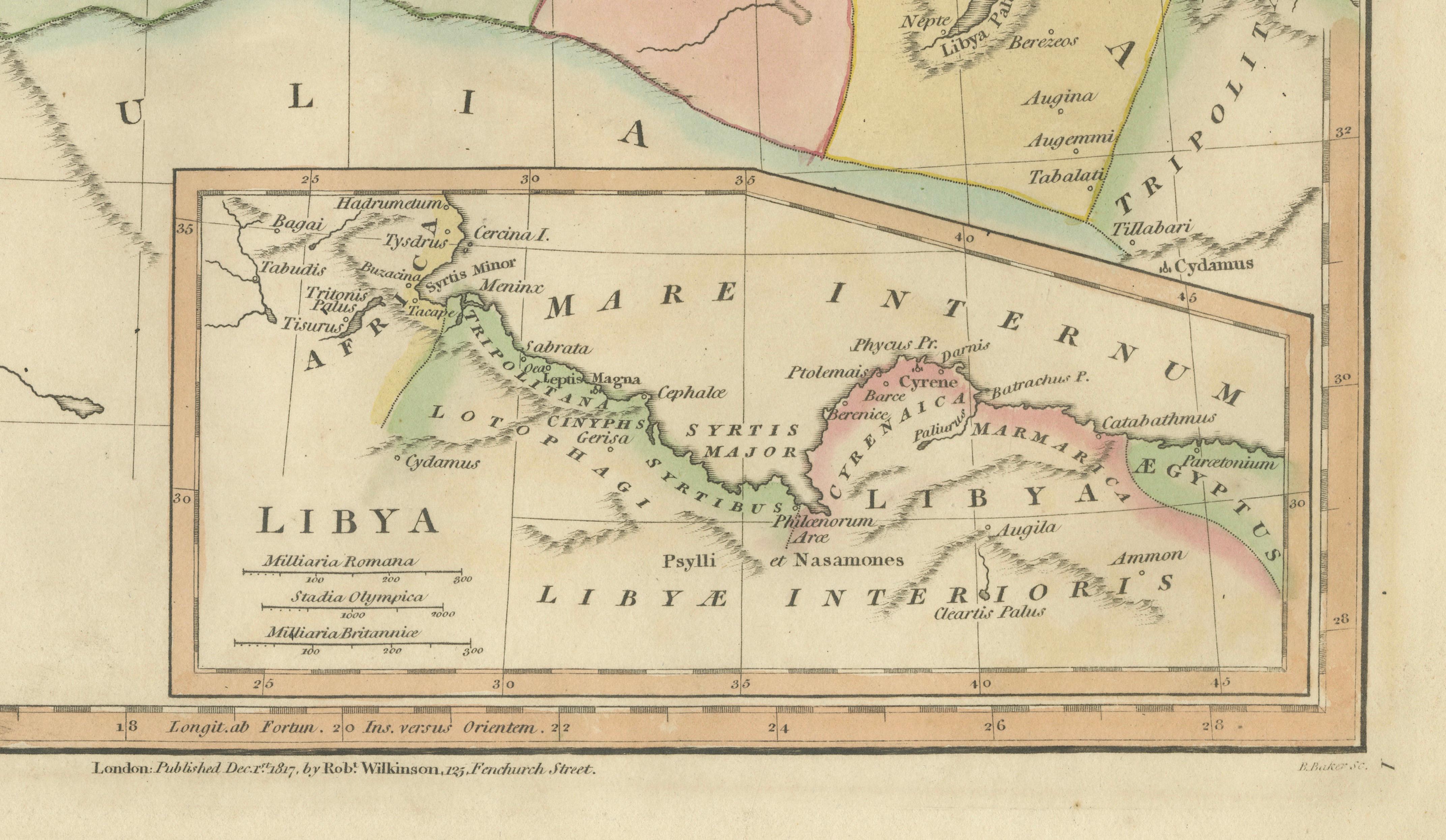 Africa Antiqua Antique Classical Map — Roman North Africa & Carthage, 1817