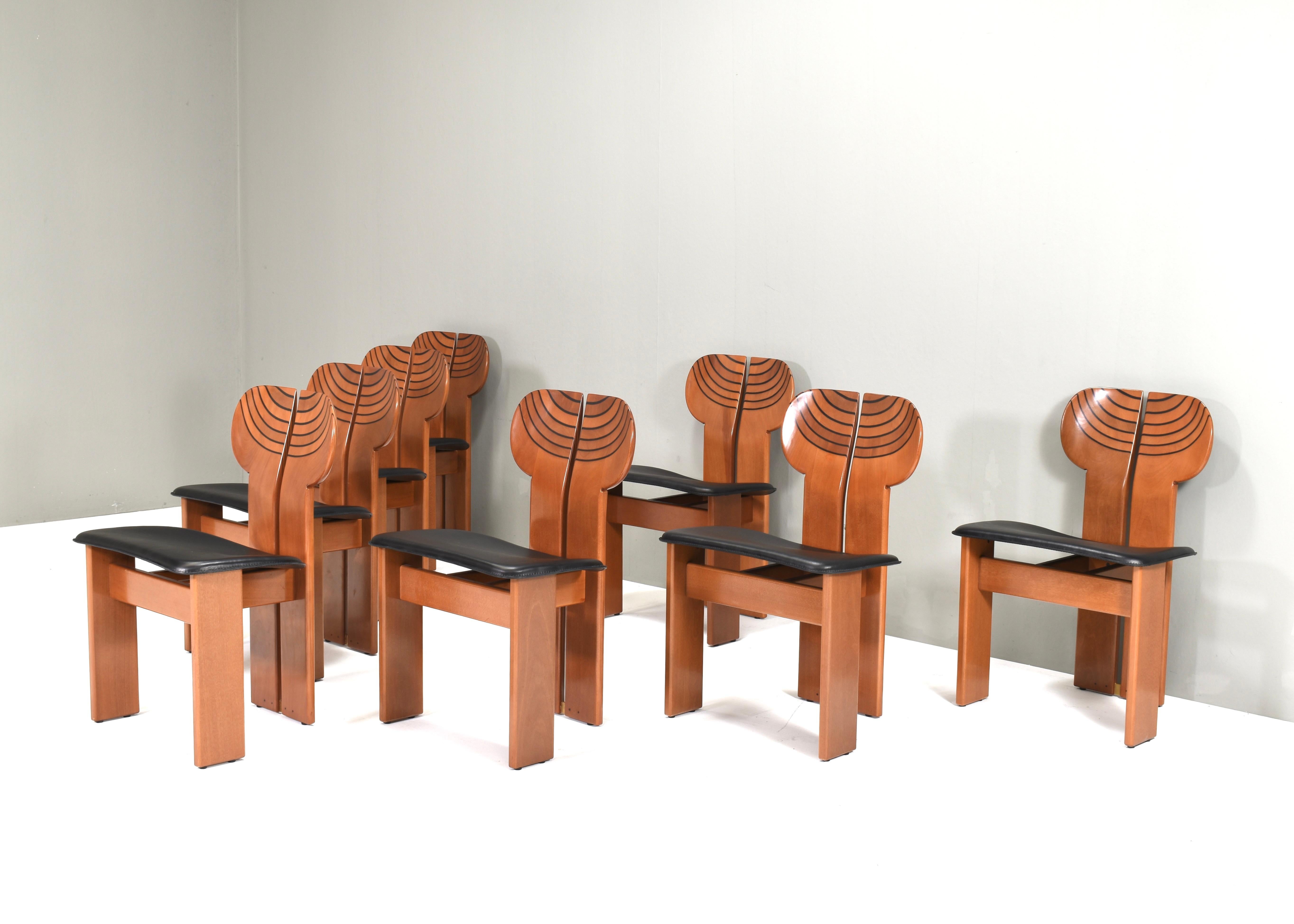 Italian Africa Chairs by Afra & Tobia Scarpa for Maxalto, Italy - 1975, set of 8  For Sale