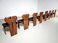Chaises Artona Africa, bois de noyer et cuir noir, Afra & Tobia Scarpa