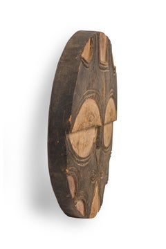 Africa D.R. Congo Late 20th Century Carved Teke Circular Disc Mask Plaque