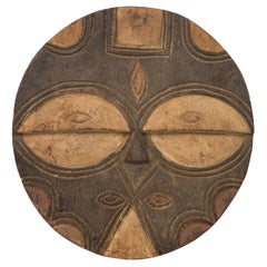Afrique D. A. Congo Fin du 20ème siècle Téké sculpté Plaque de Masque Disque Circulaire