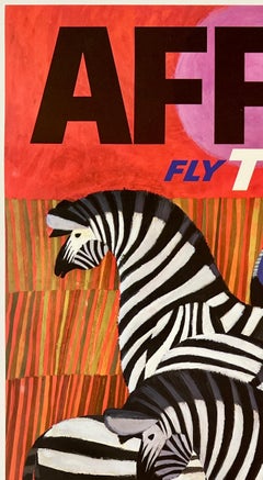AFRICA - FLY TWA Authentic Original Vintage Airline Travel Poster DAVID KLEIN