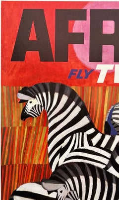 AFRICA - FLY TWA Original Vintage Airline Travel Poster DAVID KLEIN