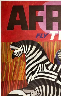 AFRICA - FLY TWA - UP UP & AWAY Original Vintage Airline Travel Poster KLEIN