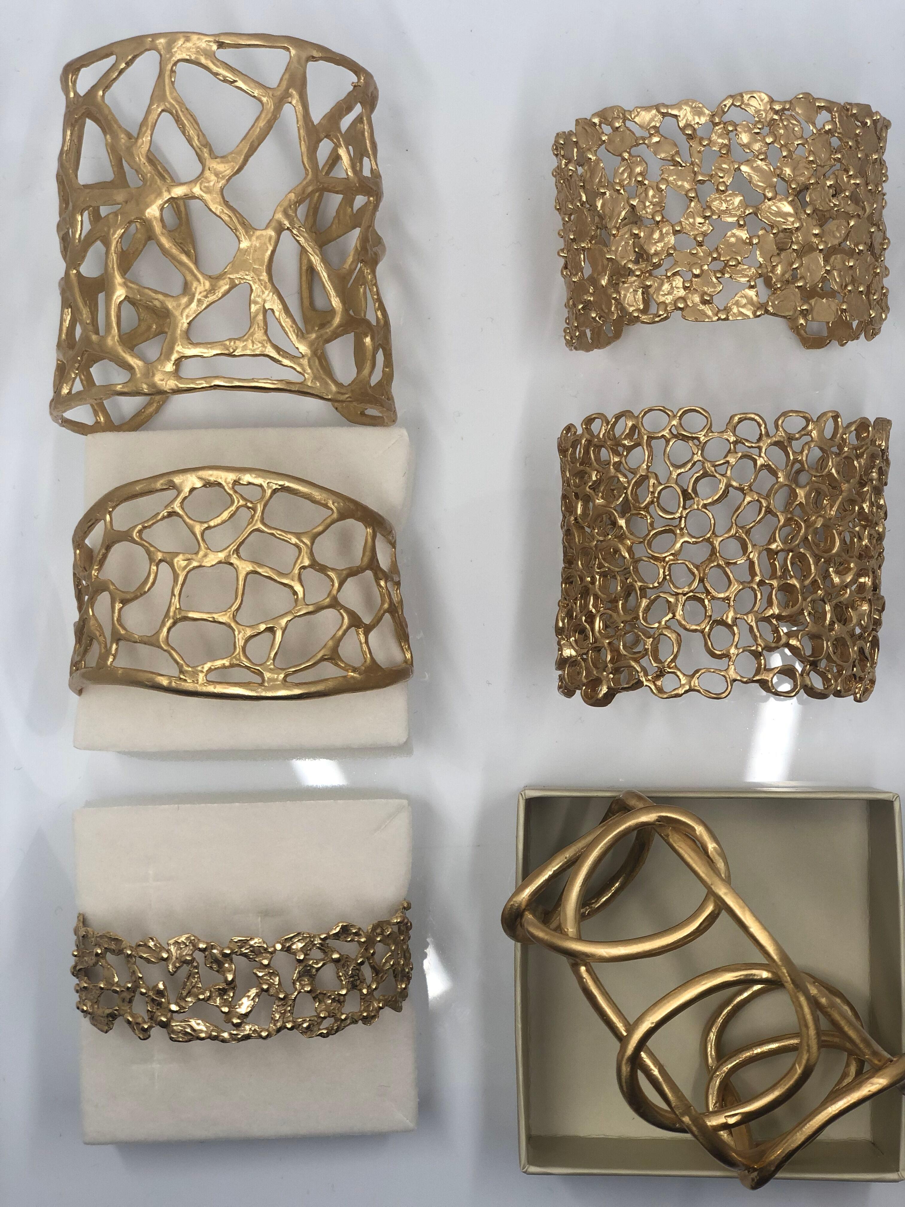 Giulia Barela 24 Karat Fine Gold-Plated Africa Bronze Cuff Bracelet In New Condition For Sale In Rome, IT