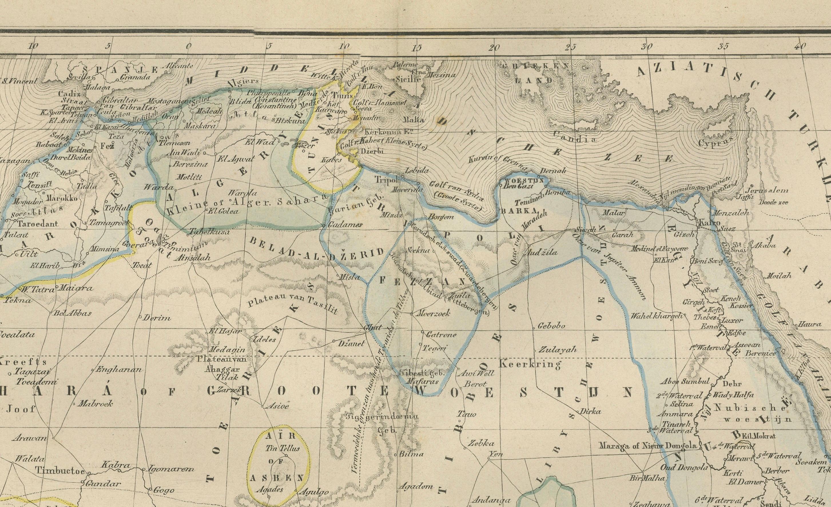 Carte d'Afrique avec insertions d'Egypte et d'Afrique du Sud - Nieuwe Hand-Atlas, 1876

Cette carte du XIXe siècle intitulée 