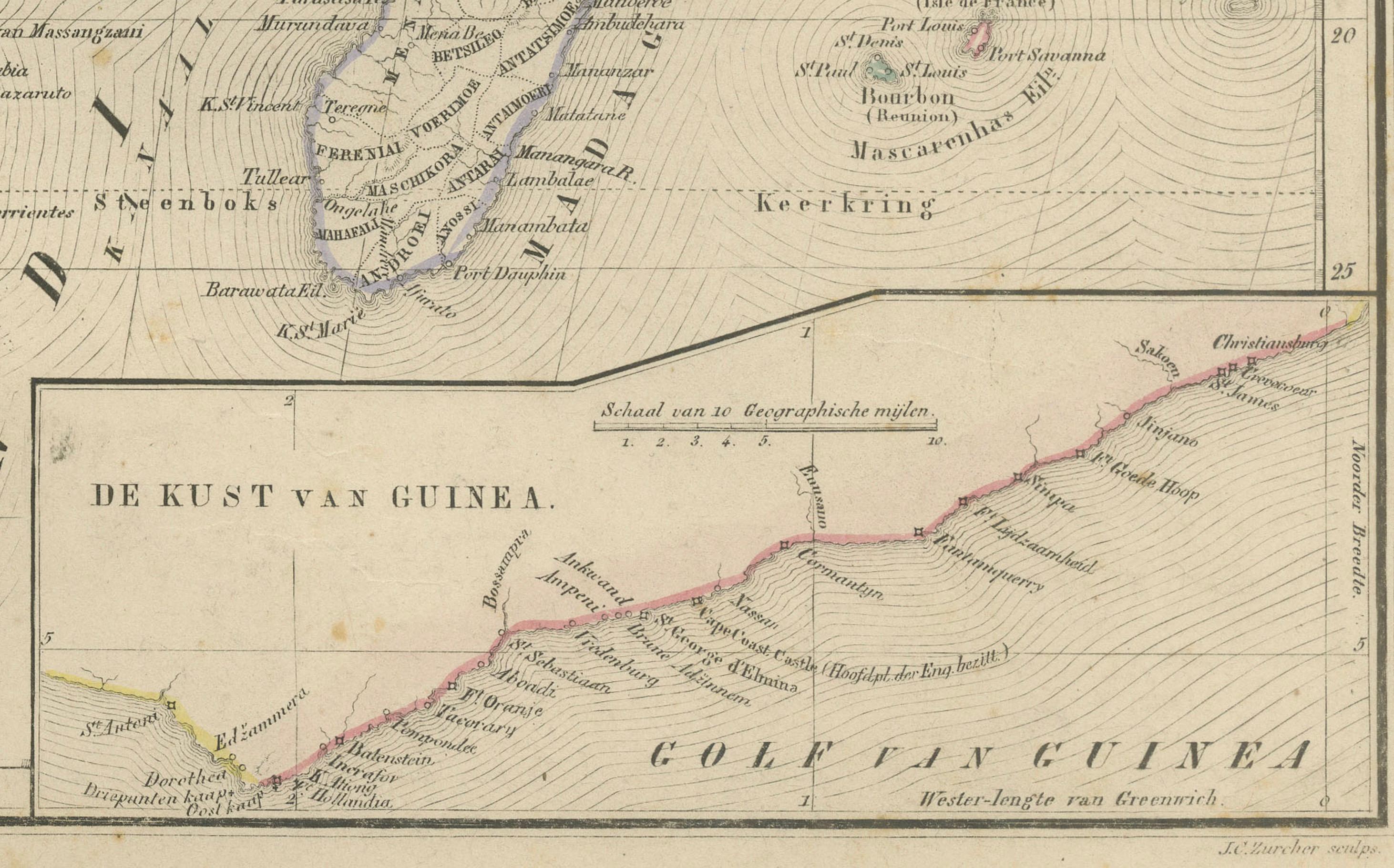 Fin du XIXe siècle Carte d'Afrique avec insertions d'Egypte et d'Afrique du Sud - Nieuwe Hand-Atlas, 1876 en vente