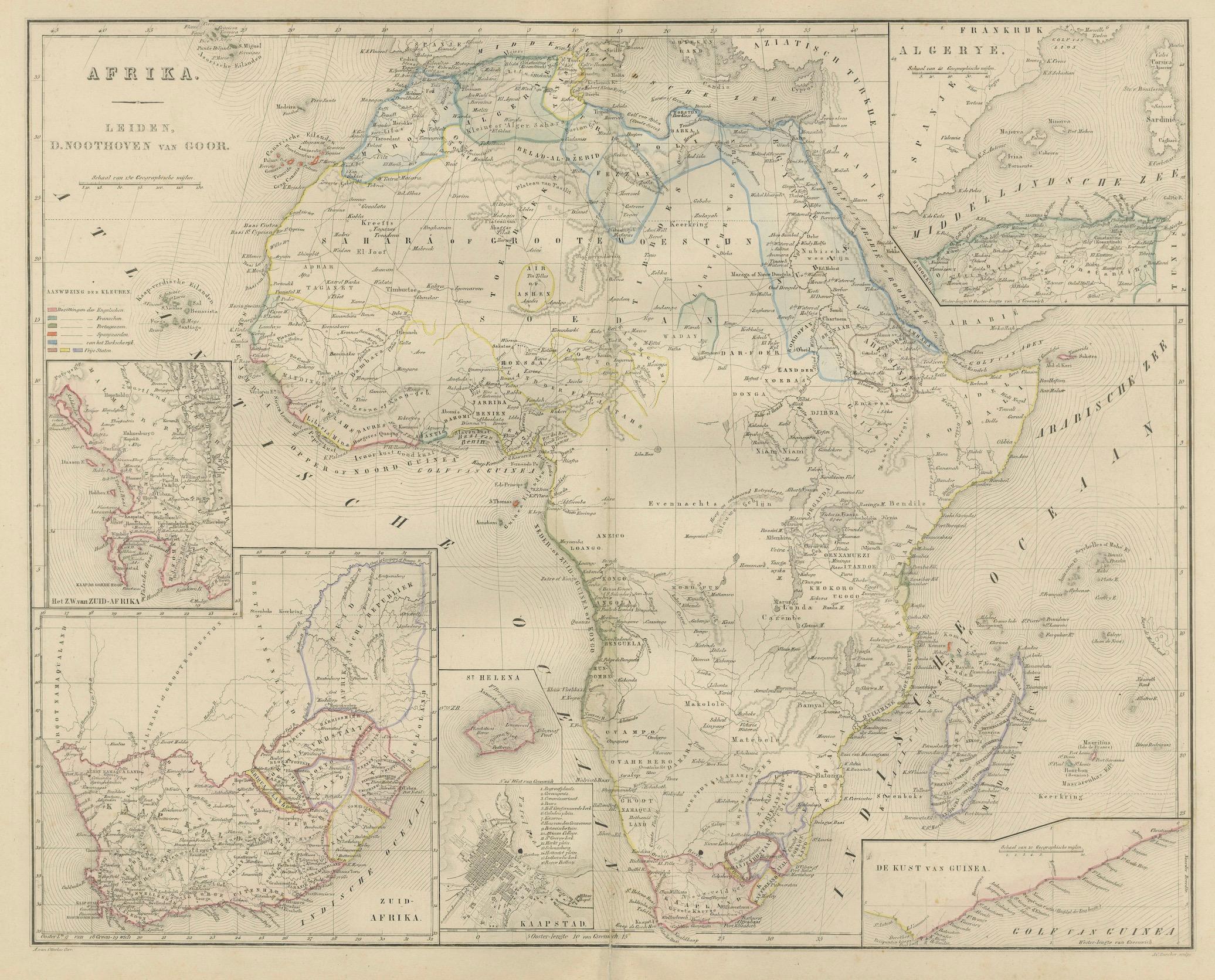 Carte d'Afrique avec insertions d'Egypte et d'Afrique du Sud - Nieuwe Hand-Atlas, 1876 en vente 3