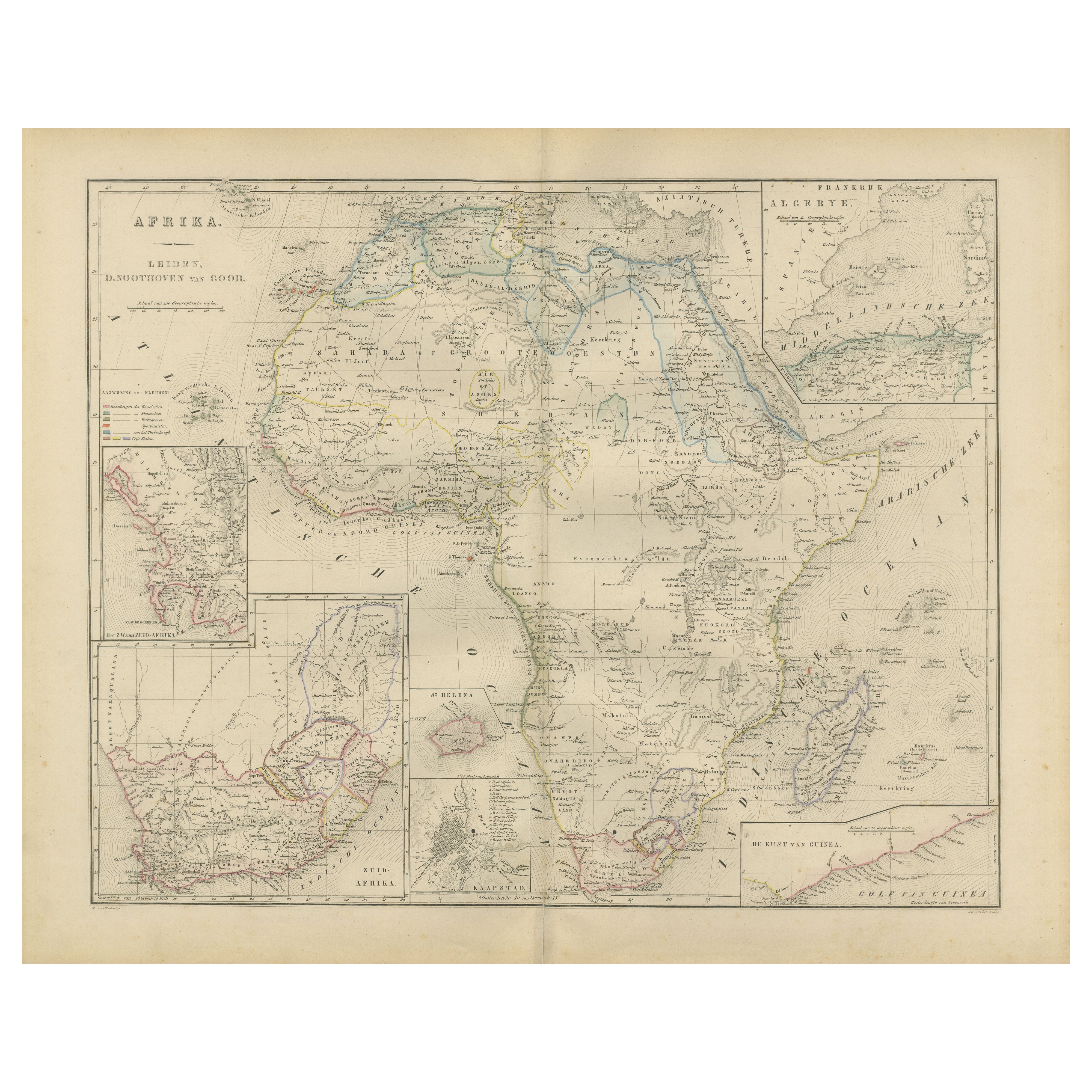 Carte d
Afrique avec insertions d
Egypte et d
Afrique du Sud - Nieuwe Hand-Atlas, 1876