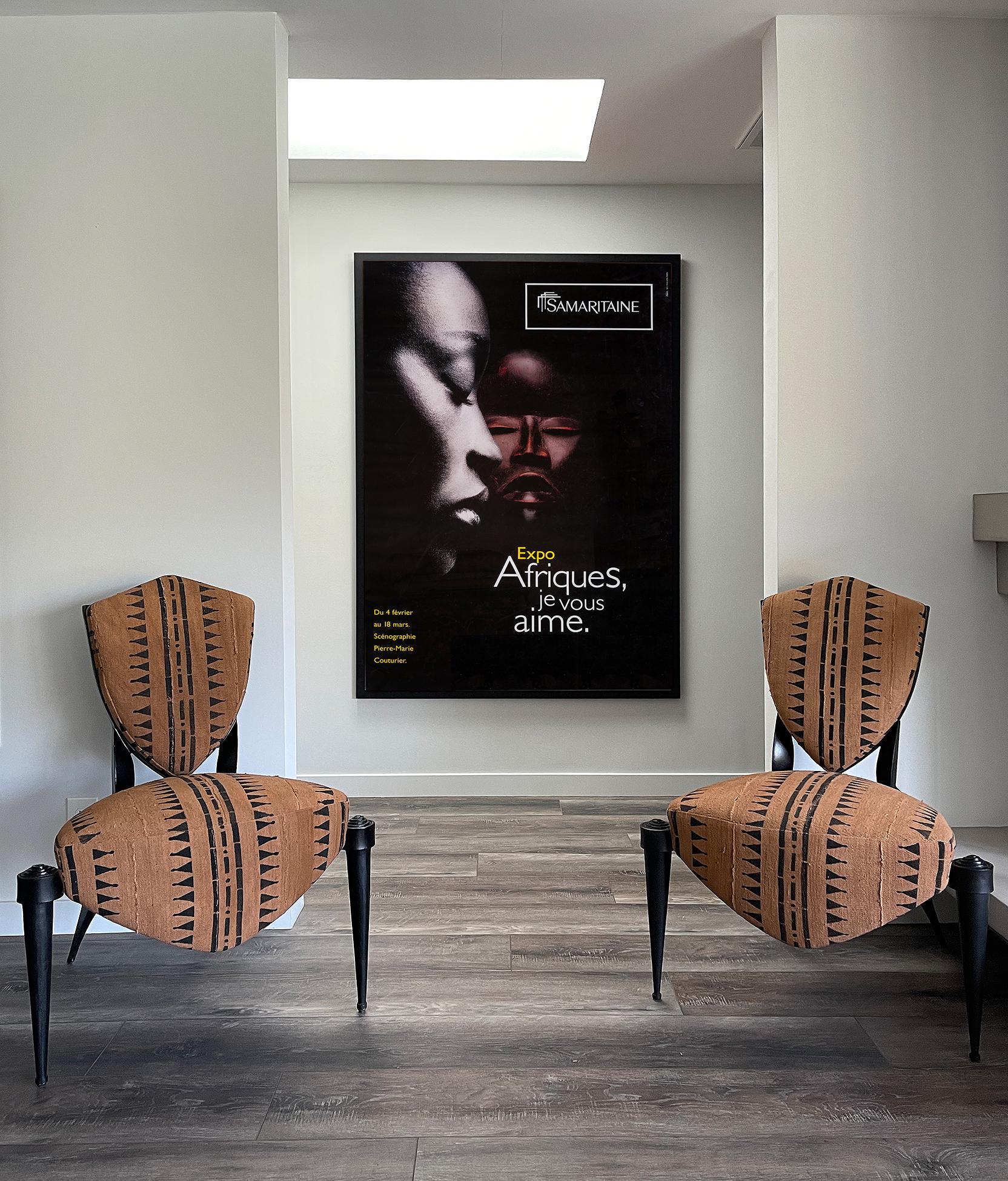 Carta Africa, poster originale della mostra Samaritaine a Parigi - Arte africana - Cornice in vendita