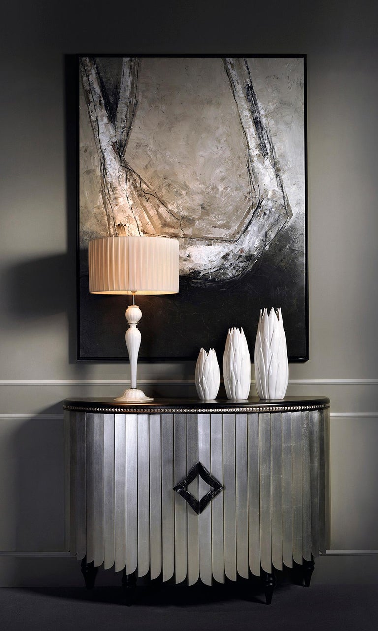 Africa Sideboard, Contemporary Semicircular Dresser in Gold or Silver Leaf For Sale at 1stdibs