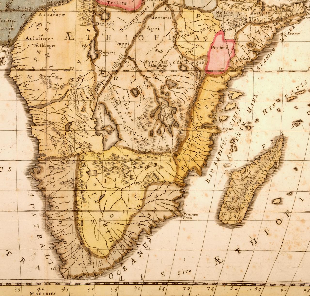 Gravé « African Vetus » : une carte colorée à la main du 17e siècle par Sanson en vente