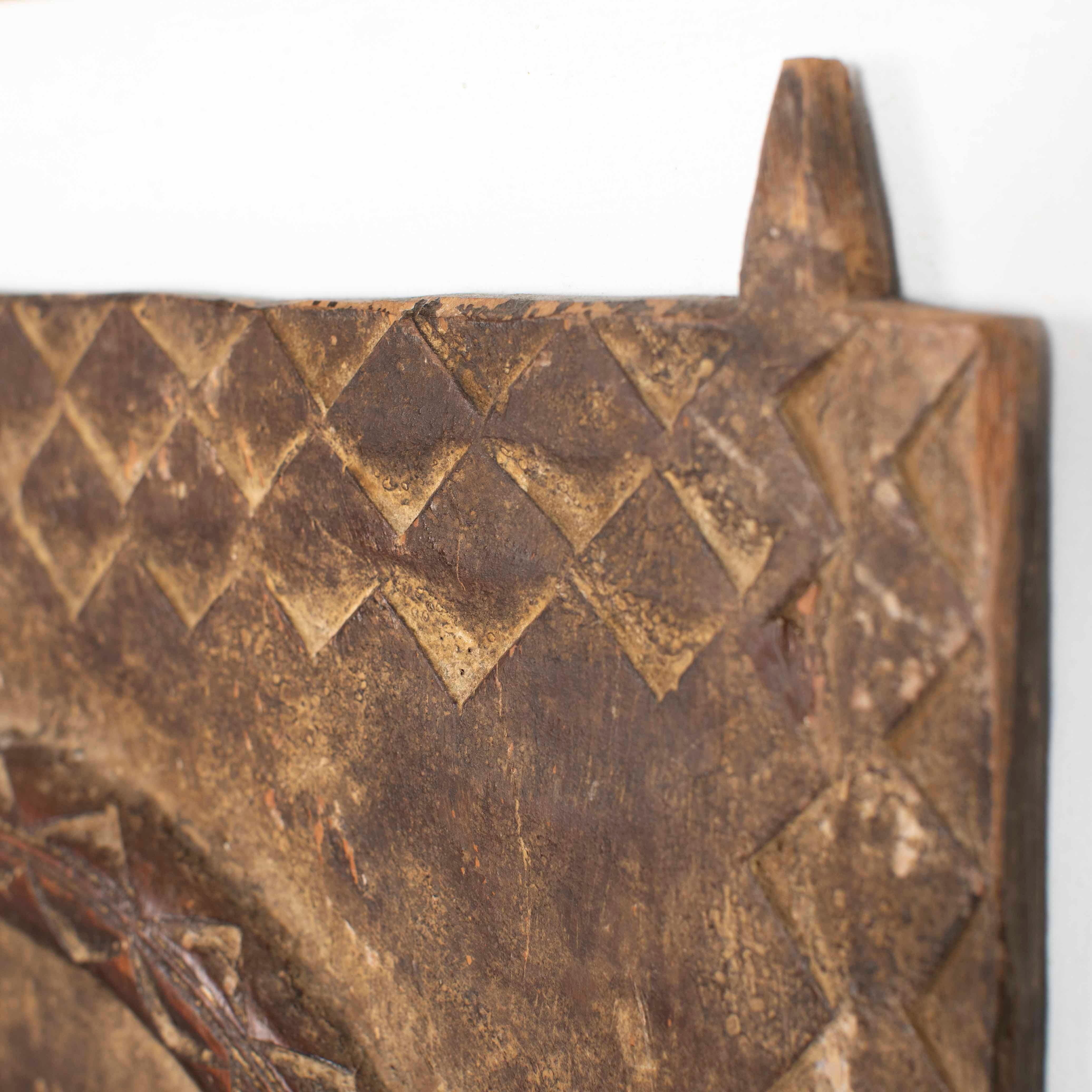 Africain Mid-Century Wooden Tribal Wall-Sculpture Mali-Dogon Golden Frame 1960s For Sale 9
