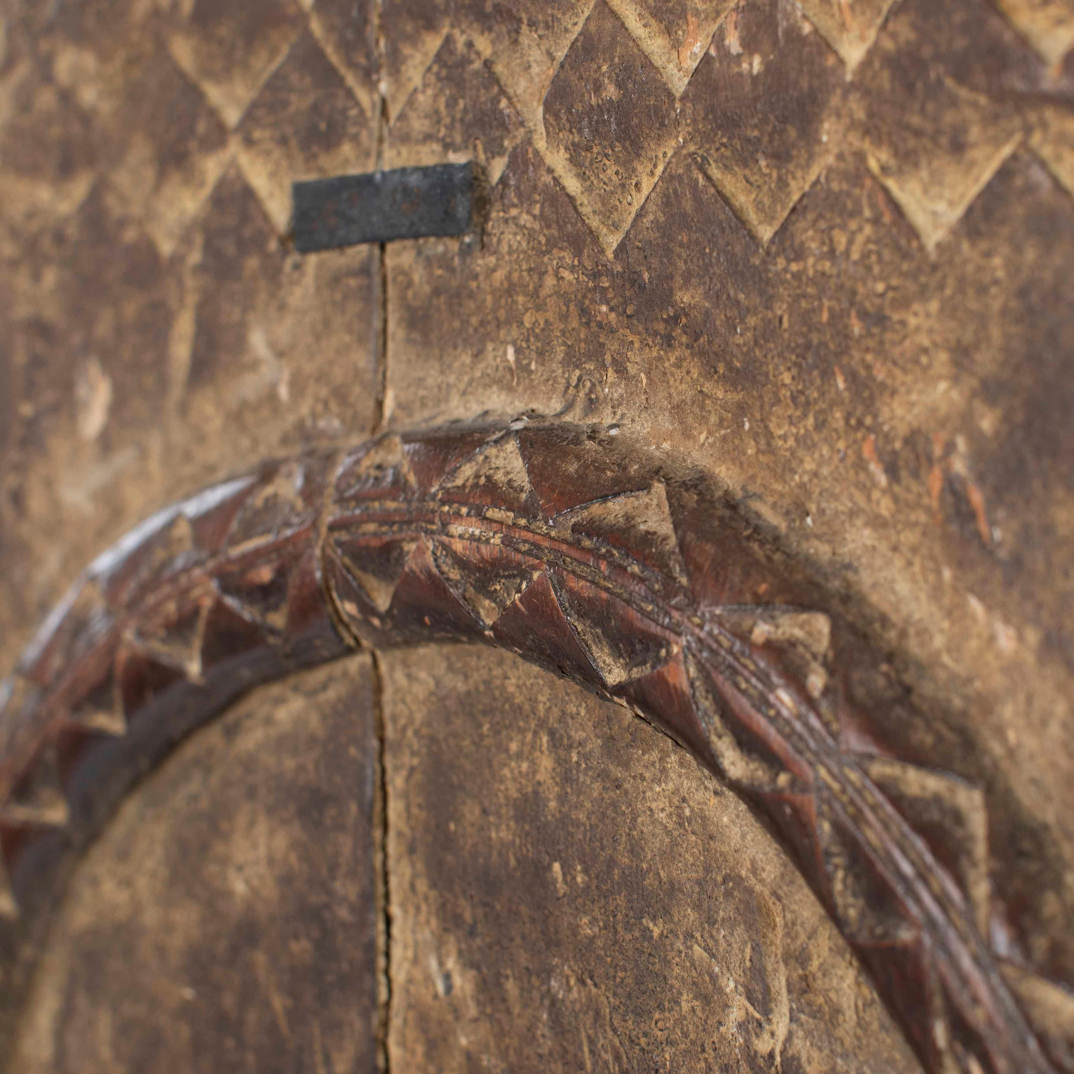 Africain Mid-Century Wooden Tribal Wall-Sculpture Mali-Dogon Golden Frame 1960s For Sale 10