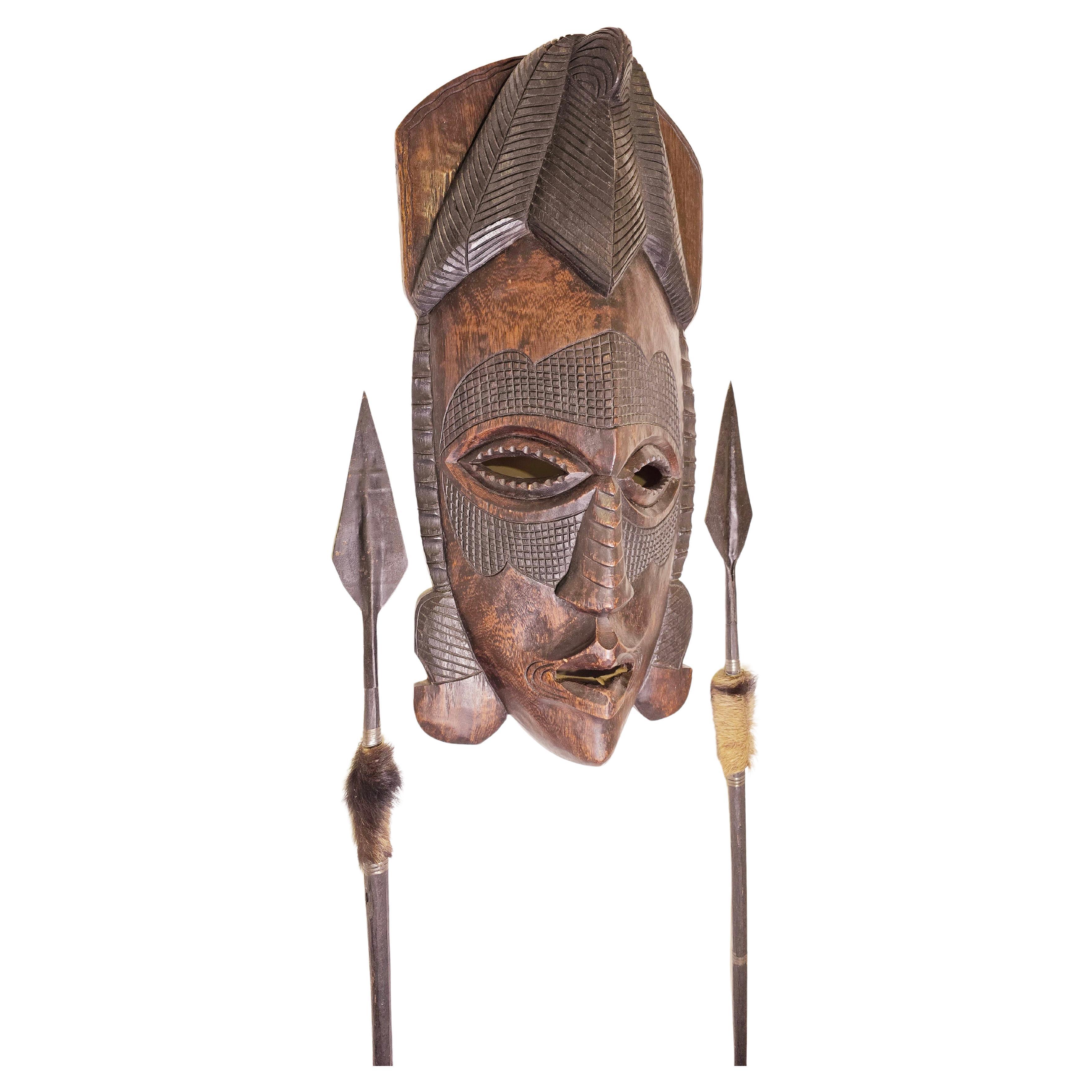 African Mask with Spears 1990s