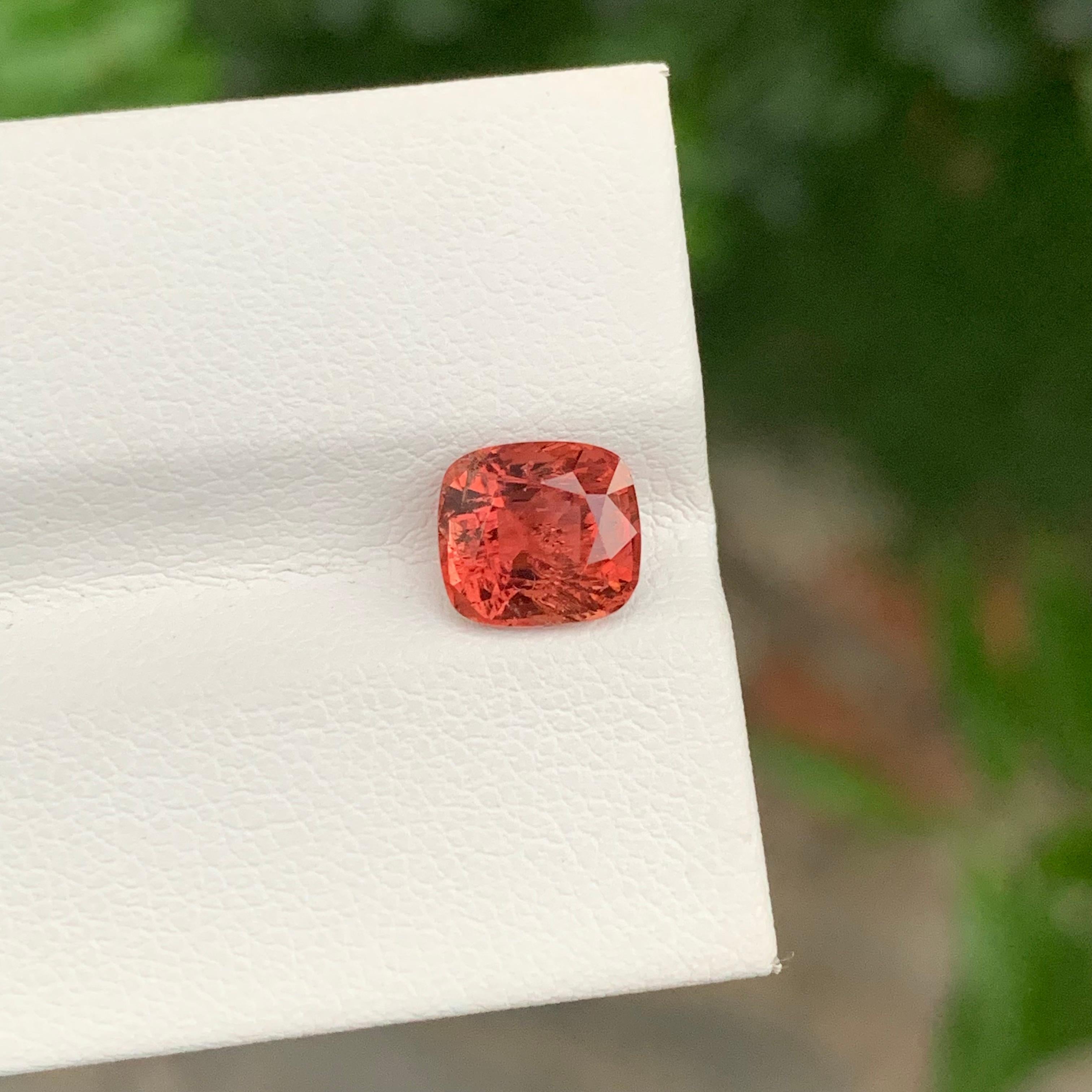 African 1.80 Carat Natural Peachy Red Loose Tourmaline Cushion Shape Gemstone For Sale 4