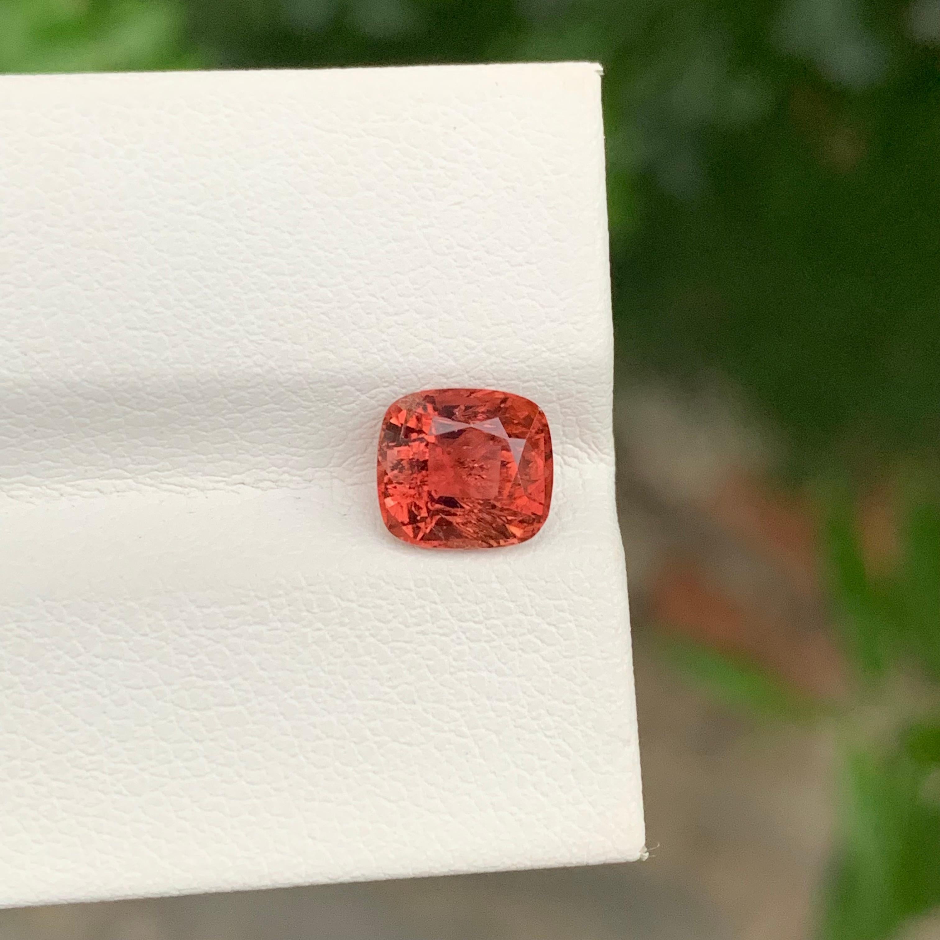 African 1.80 Carat Natural Peachy Red Loose Tourmaline Cushion Shape Gemstone For Sale 5