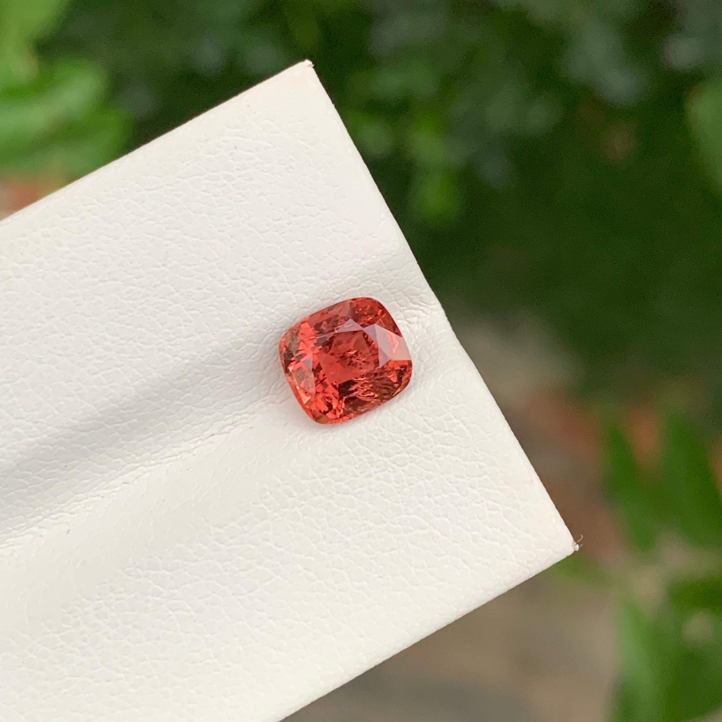 African 1.80 Carat Natural Peachy Red Loose Tourmaline Cushion Shape Gemstone For Sale 1
