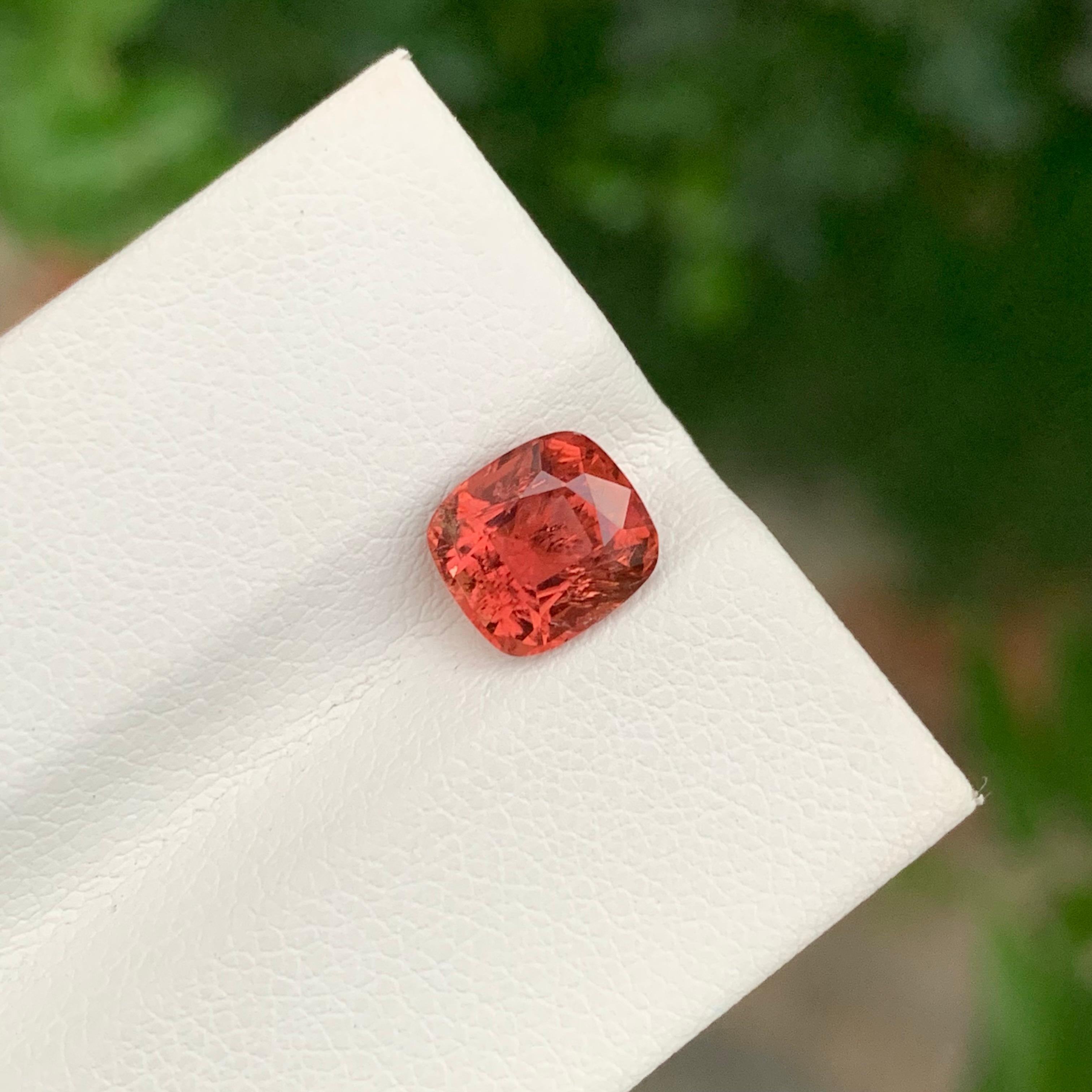African 1.80 Carat Natural Peachy Red Loose Tourmaline Cushion Shape Gemstone For Sale 3
