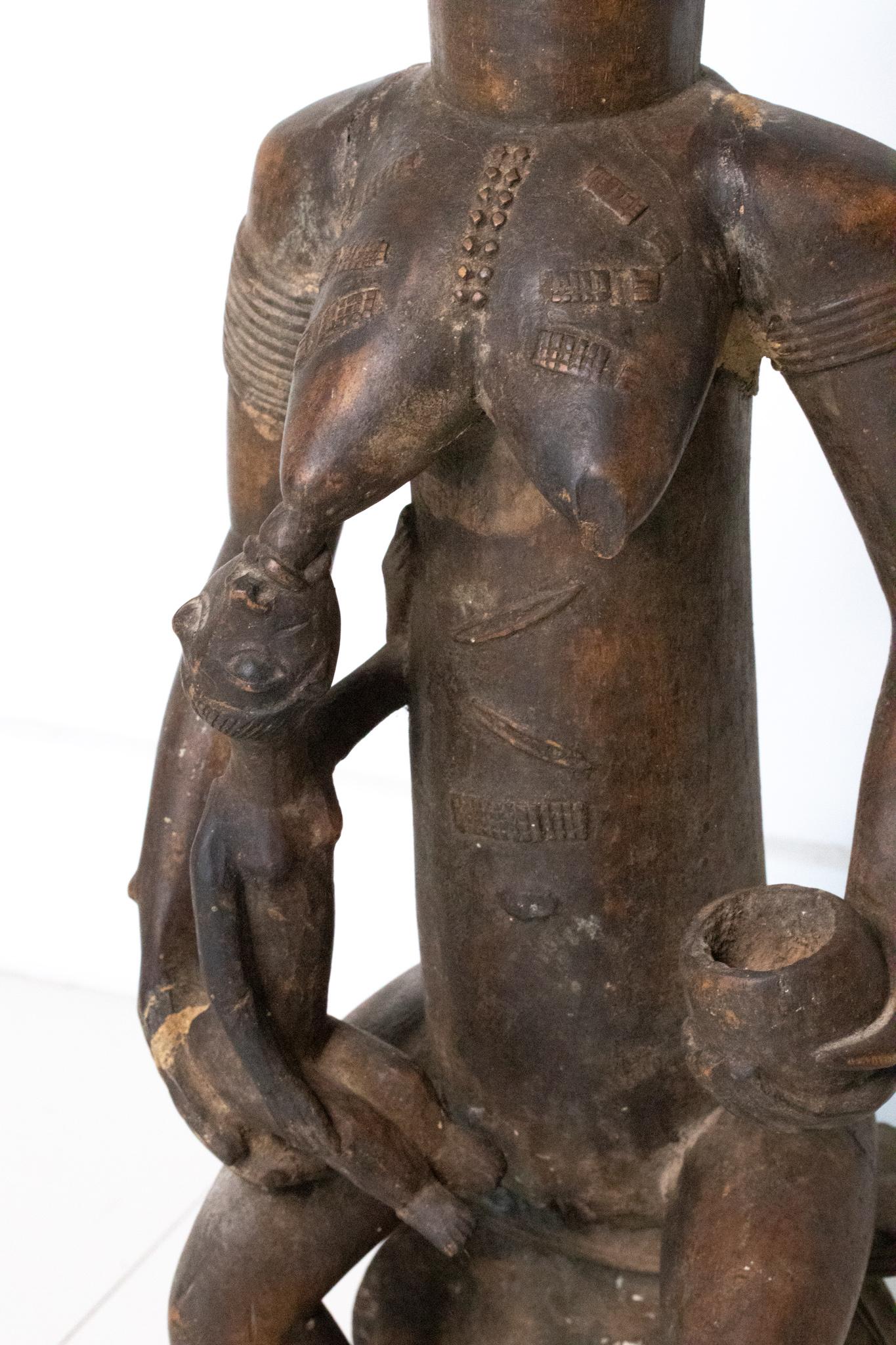 African 1930 Cote D'Ivoire Baoule Tribal Maternity With Child Carved In Wood 2